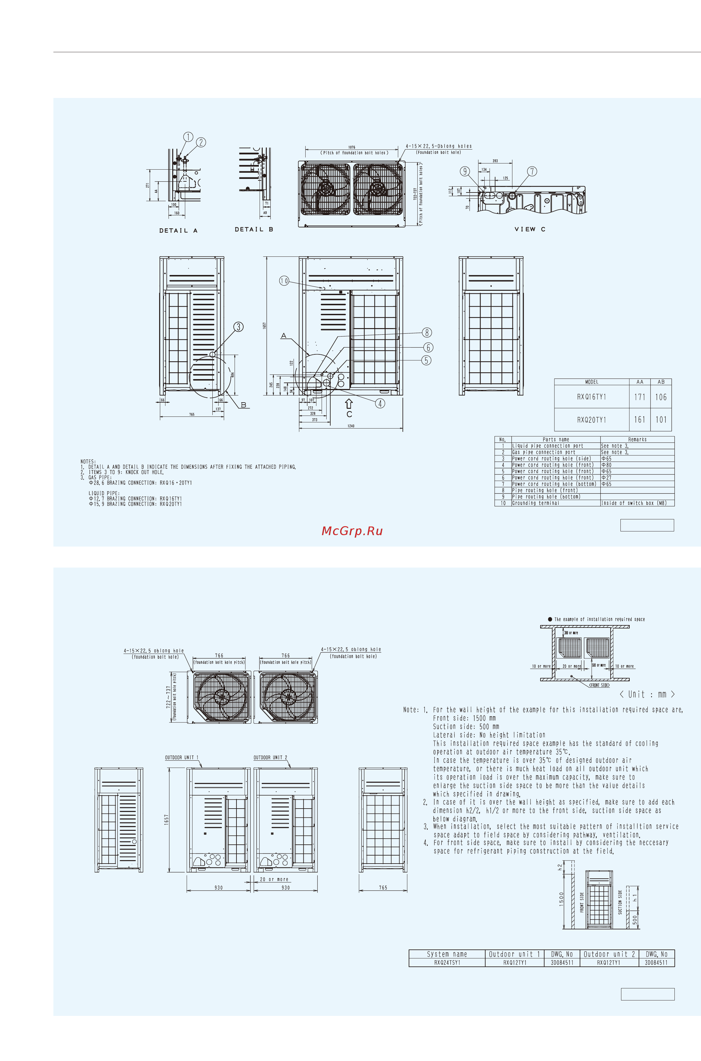 Daikin FXVQ200NY1 [12/52] Dimensions