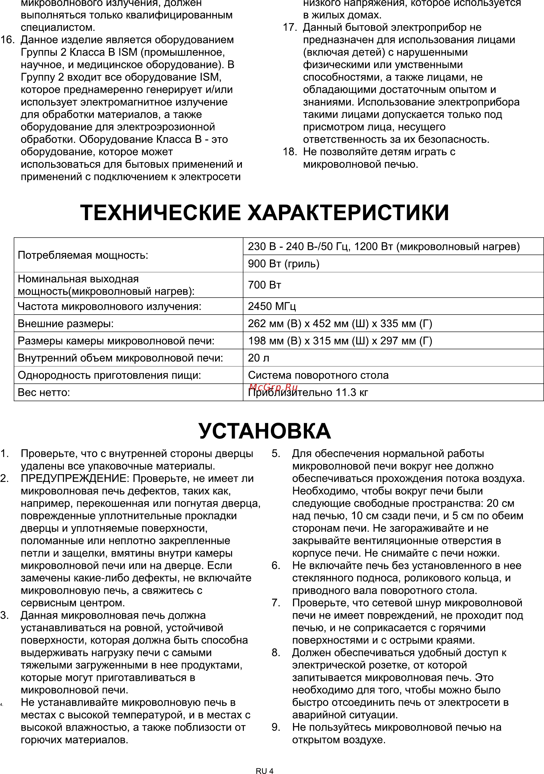 Candy CMG20W [5/11] Технические характеристики