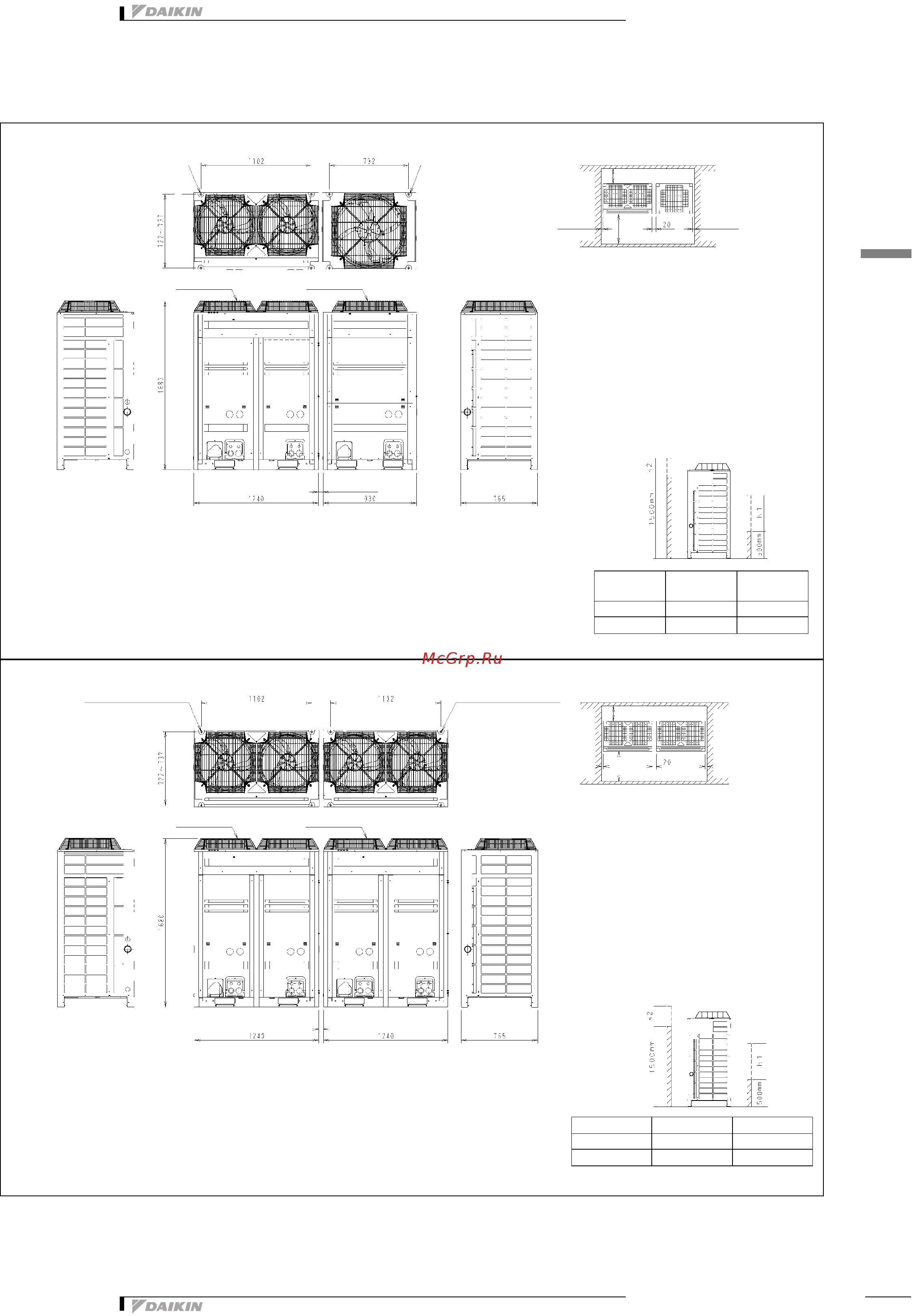 Daikin REYQ46P8Y1B [107/138] Чертеж в масштабе и центр тяжести