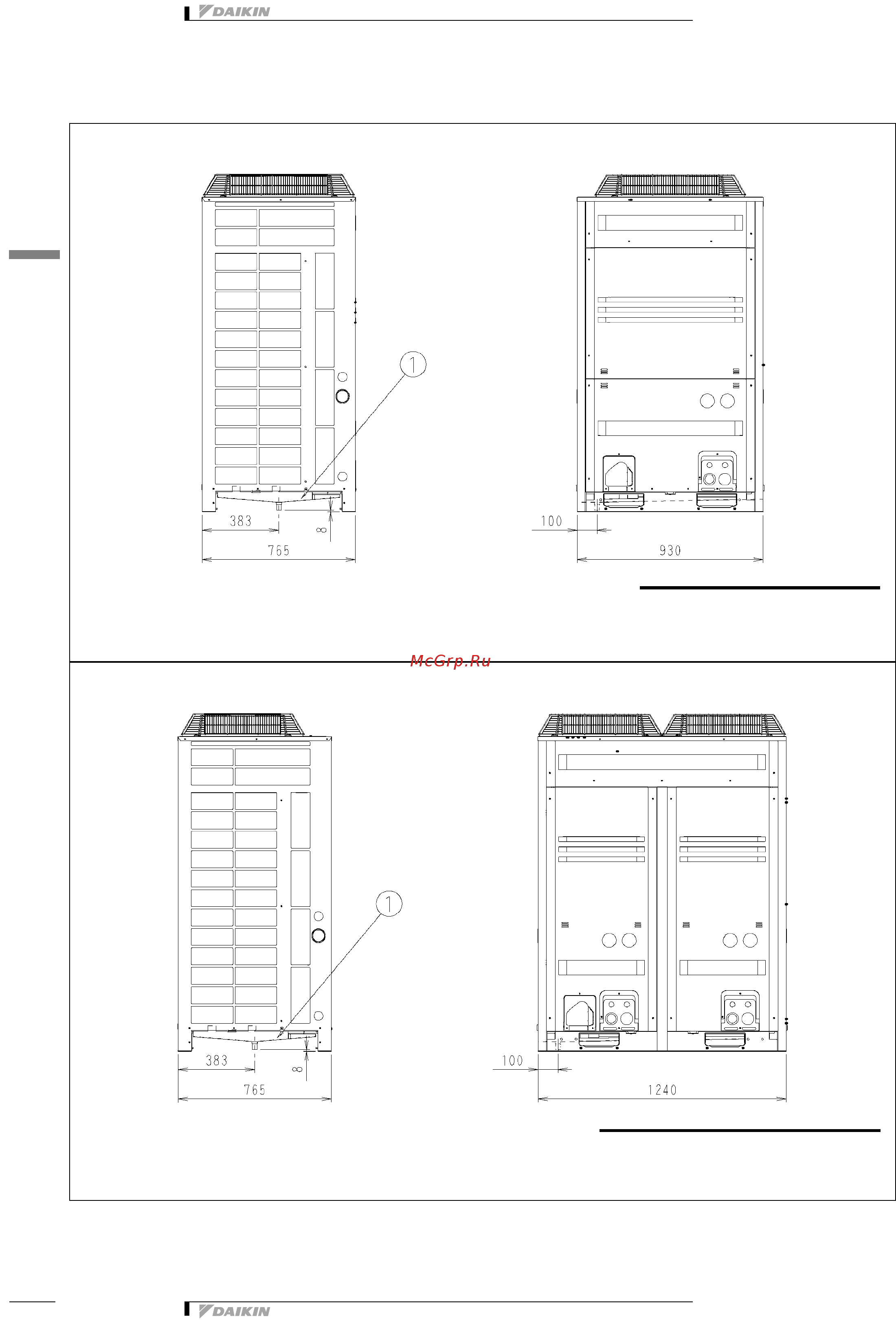 Daikin REYQ46P8Y1B [110/138] Чертеж в масштабе и центр тяжести