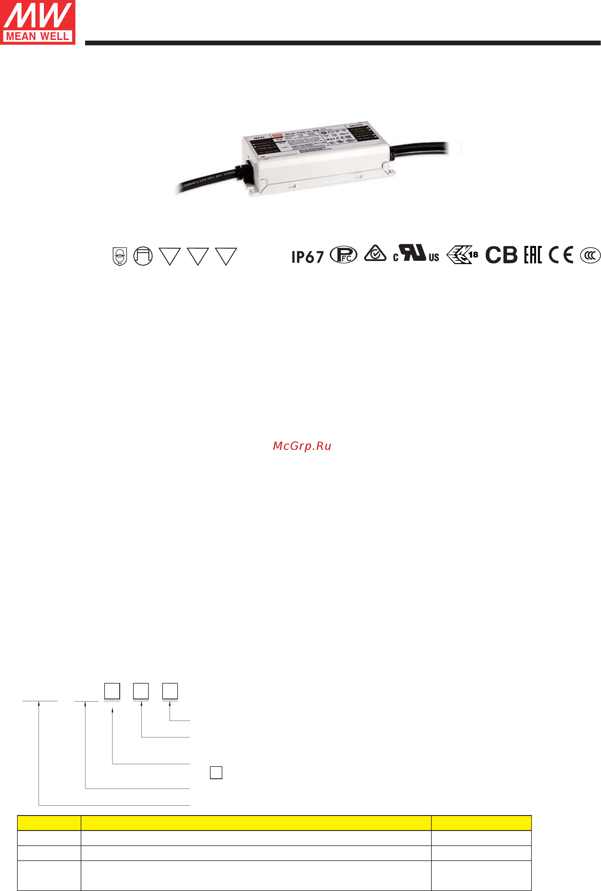 MEAN WELL XLG-100-H-AB Datasheet онлайн