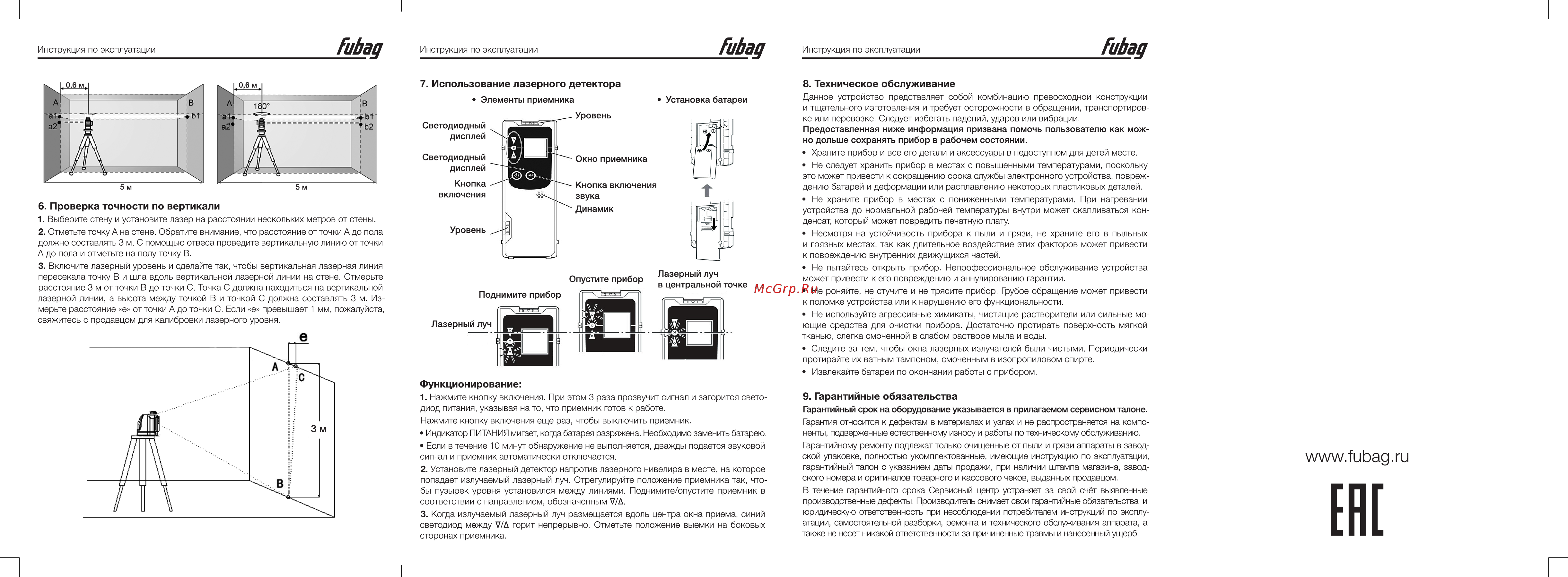 Fubag Crystal 20G VH Set c зеленым лучом [2/2] Использование лазерного детектора