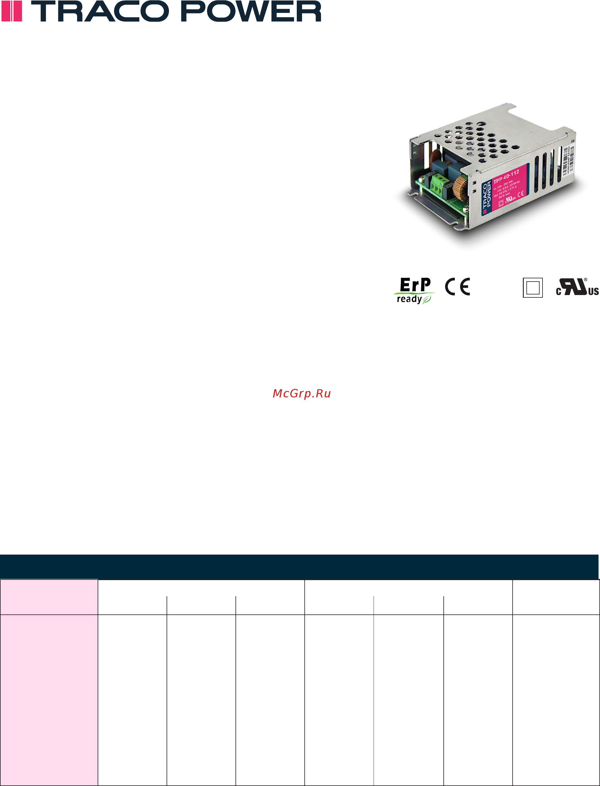 TRACO POWER TPP40-112 Datasheet онлайн