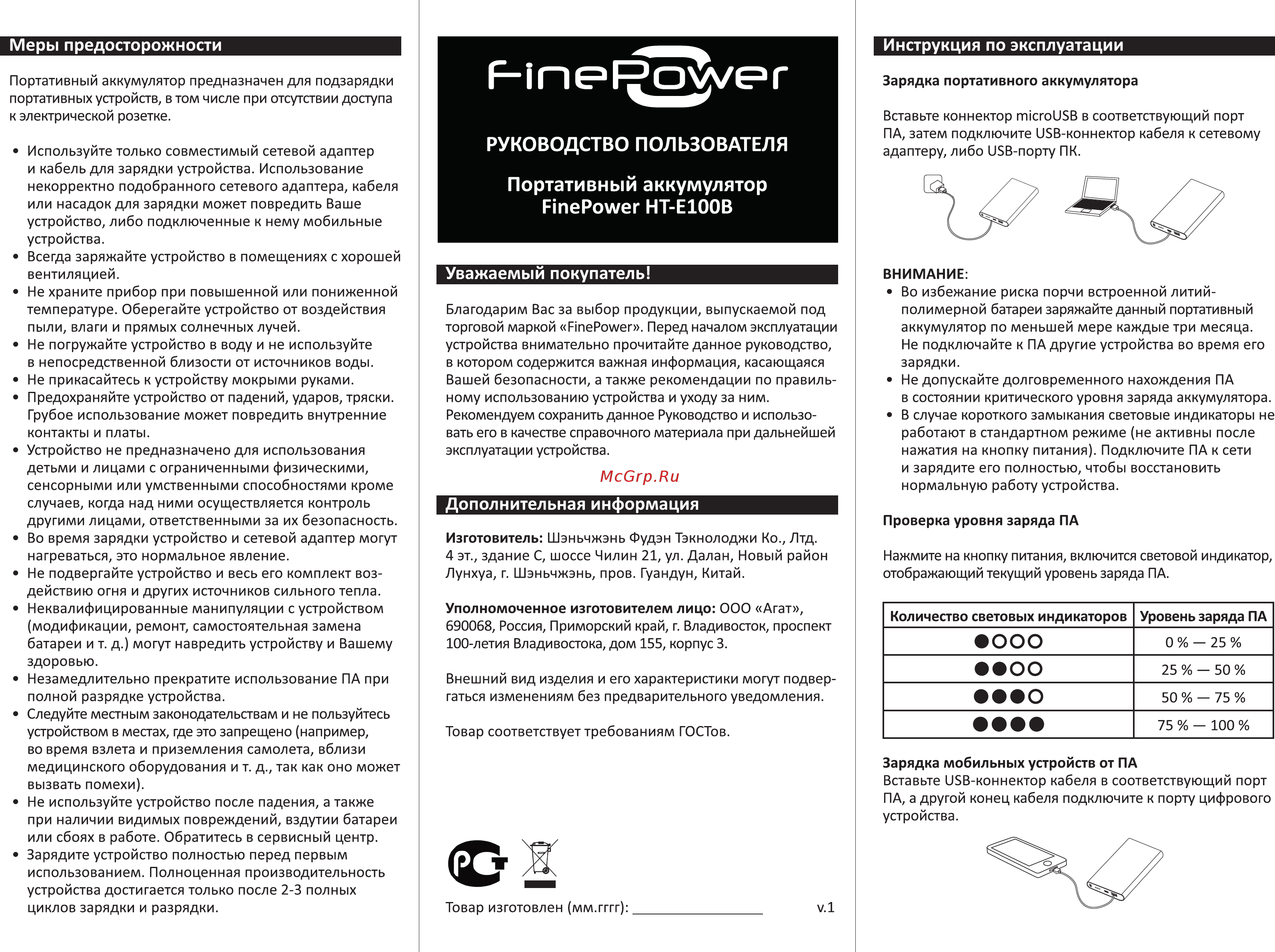 Finepower HT-E100B Руководство пользователя онлайн