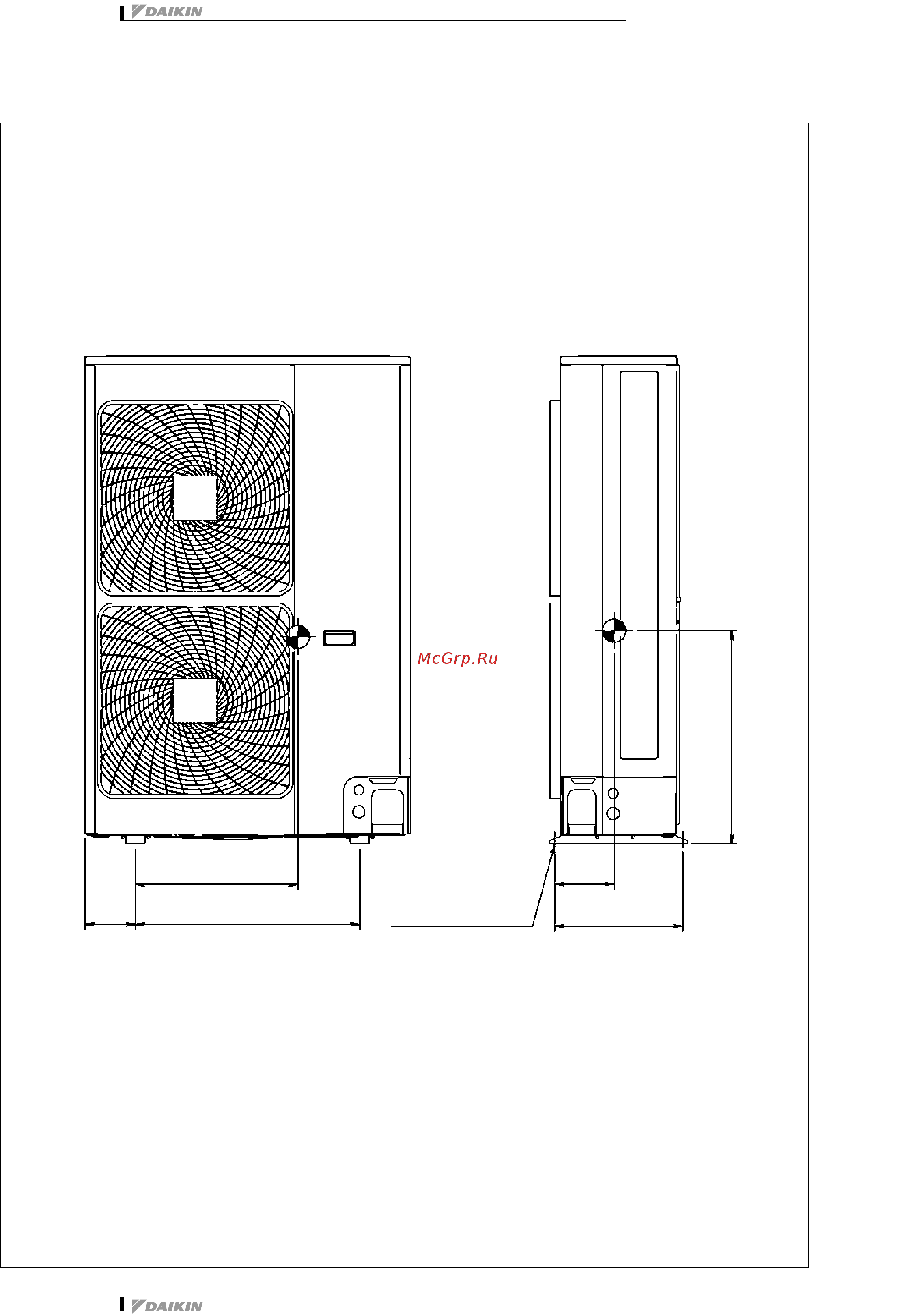 Daikin RXYSQ4PA7V1B [21/31] Чертеж в масштабе и центр тяжести