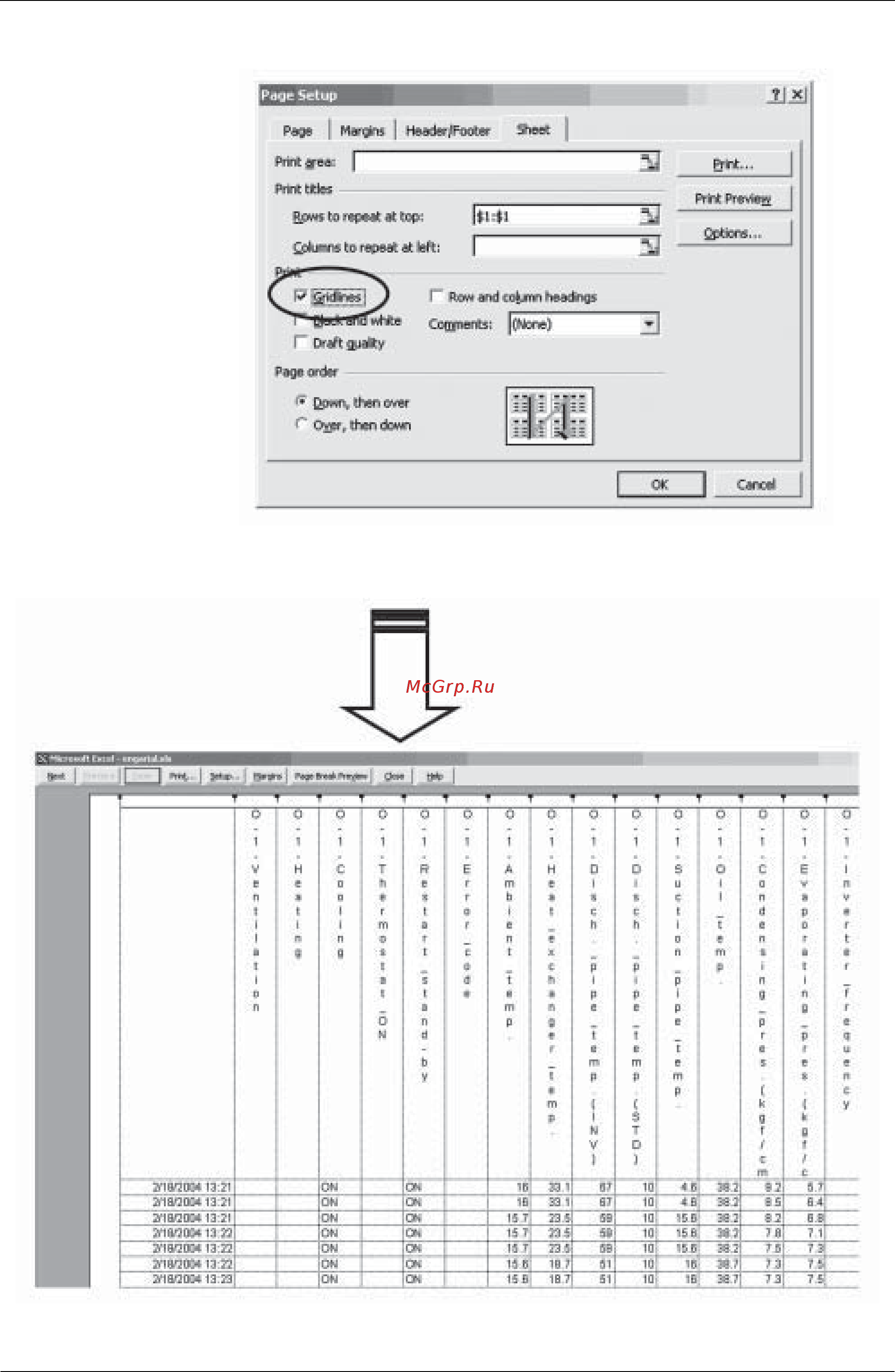 Daikin RX38MY1E [168/255] Checking on the print preview window the closing lines of cells are displayed