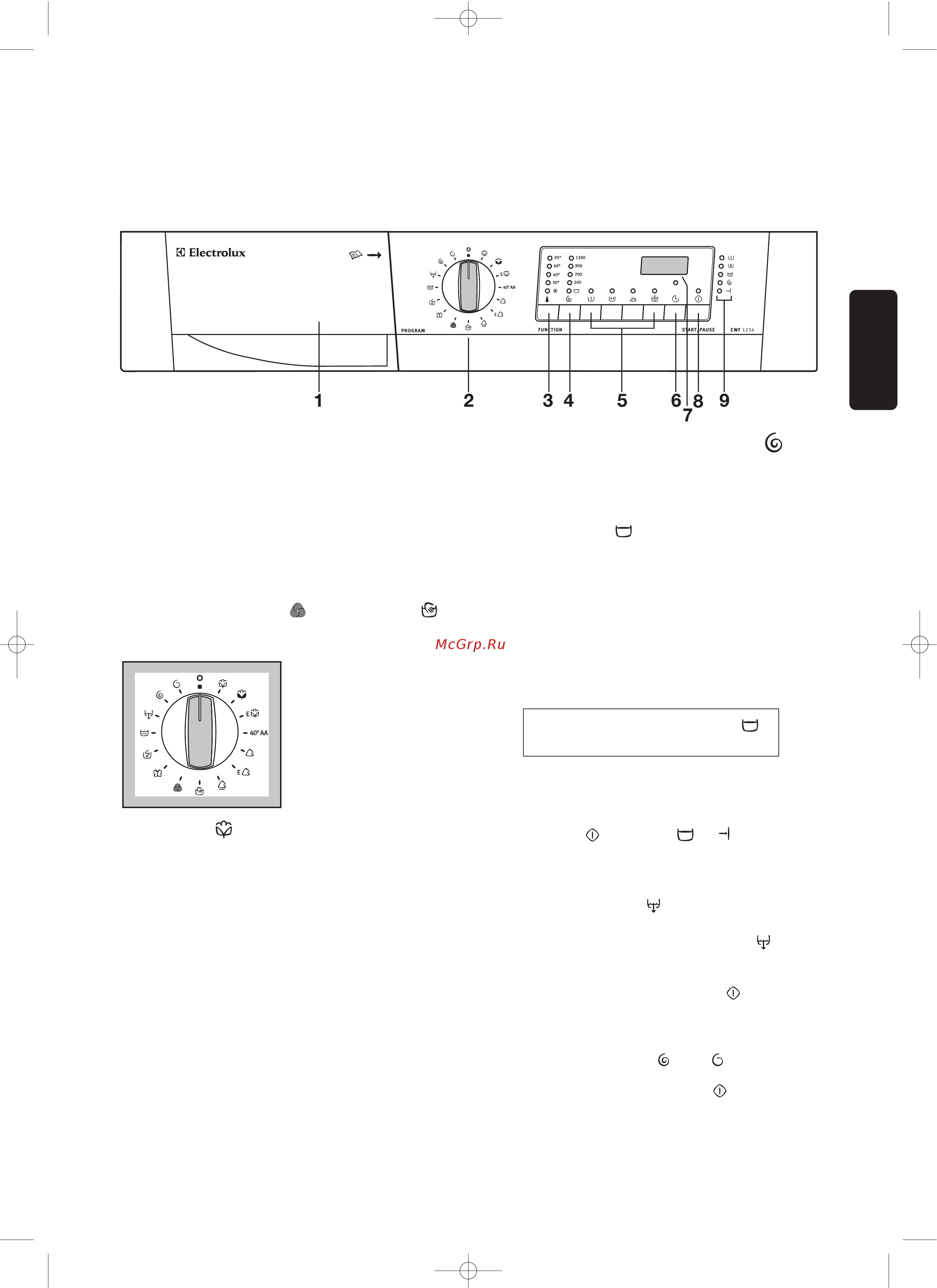 Electrolux EWF 1434 [7/26] Селектор программ