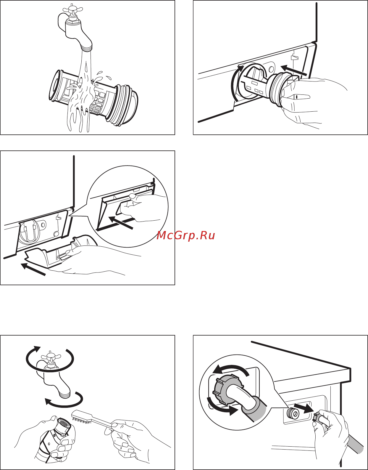 Electrolux EWF 1487 HDW2 [26/32] Очистка наливного шланга и фильтра клапана