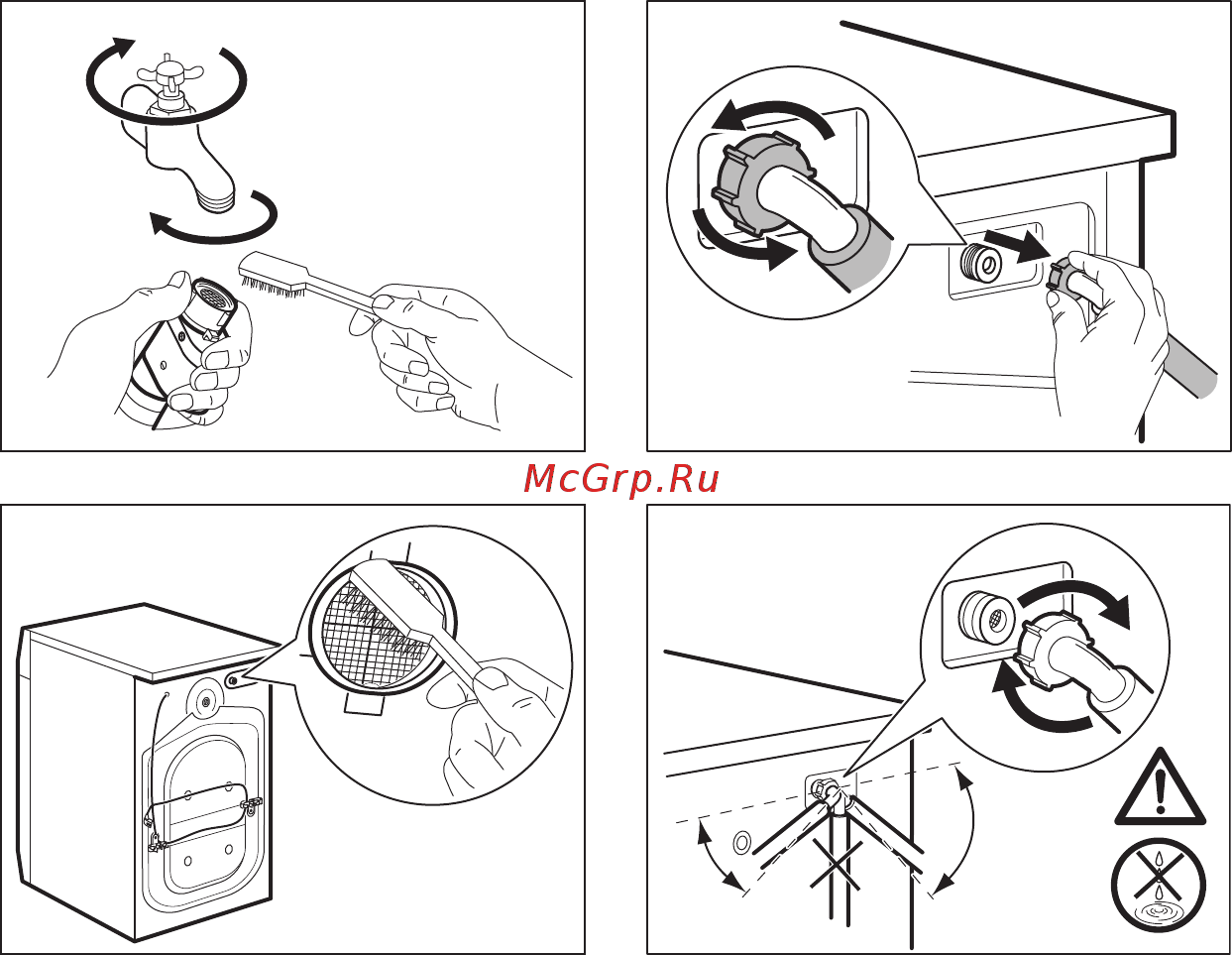 Electrolux EWF 1687 HDW [51/60] Очистка наливного шланга и фильтра клапана