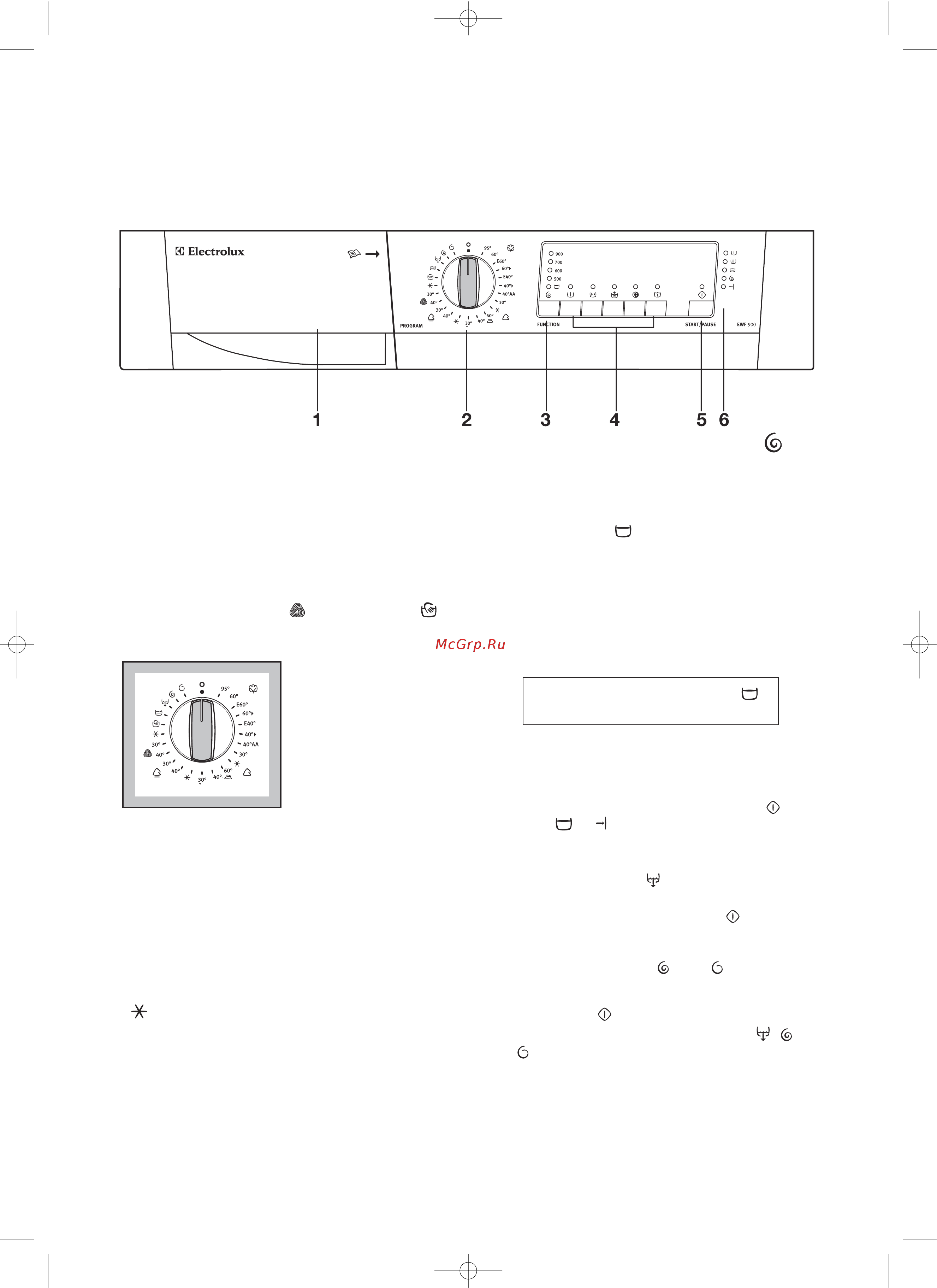 Electrolux EWF 900 [7/27] Селектор программ