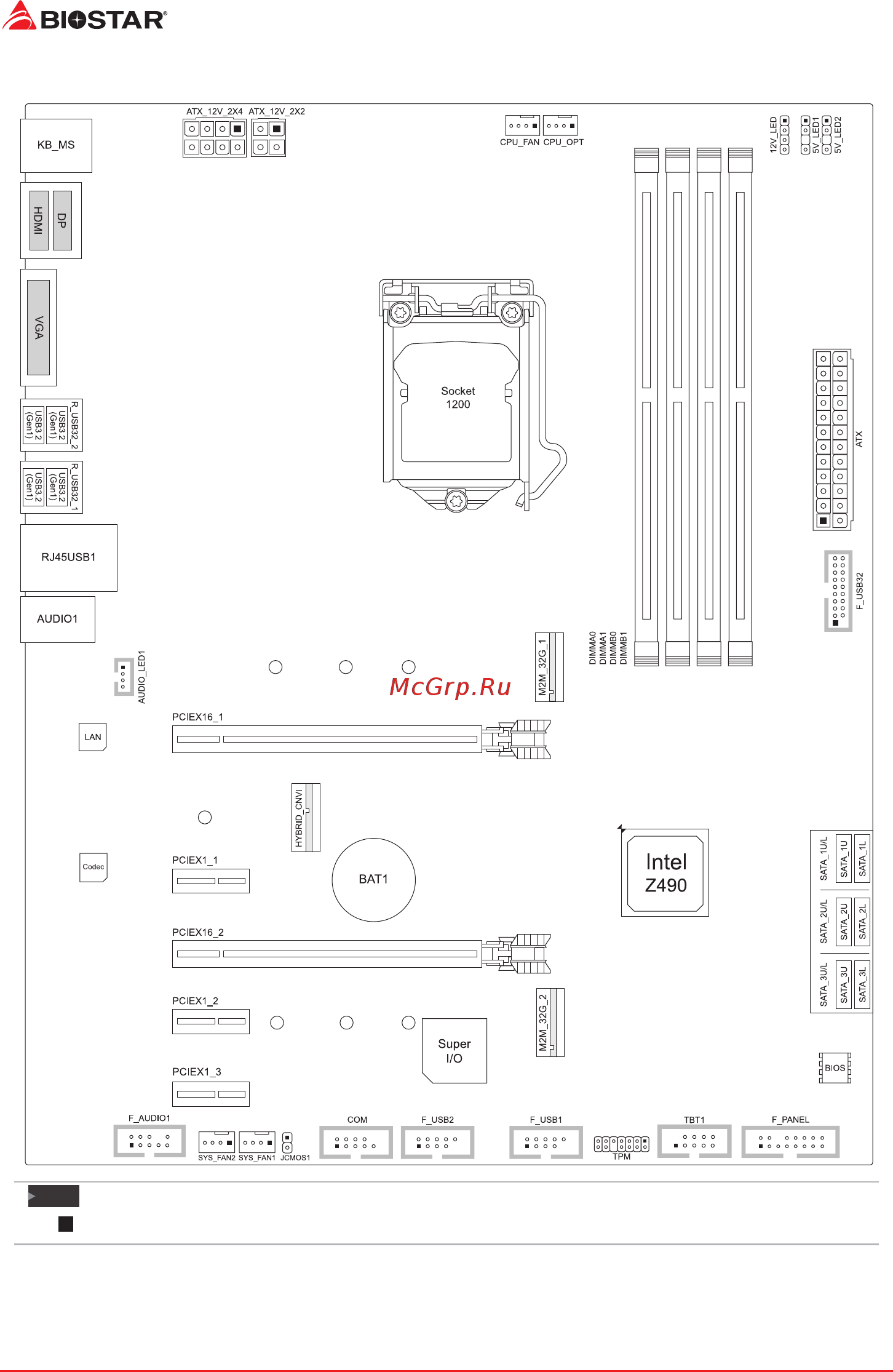 Biostar Z490A-SILVER Версия 5.0 [6/134] Motherboard layout