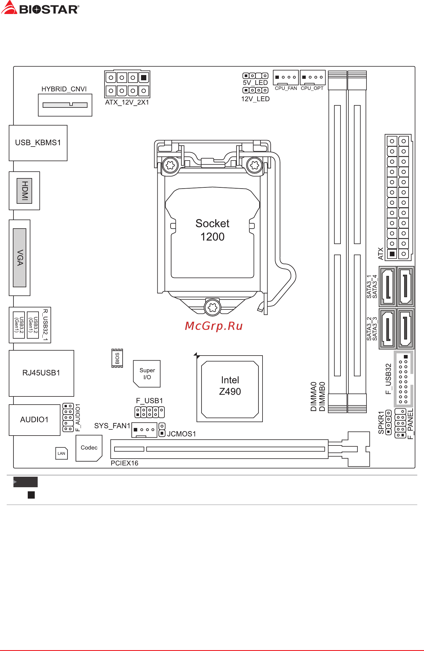 Biostar Z490T-SILVER Версия 5.0 [6/127] Motherboard layout