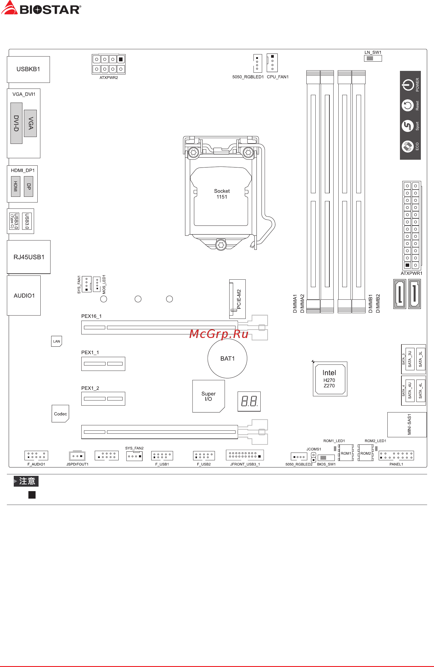 Biostar Z270GT4 Версия 5.x [48/80] 5 主板布局图