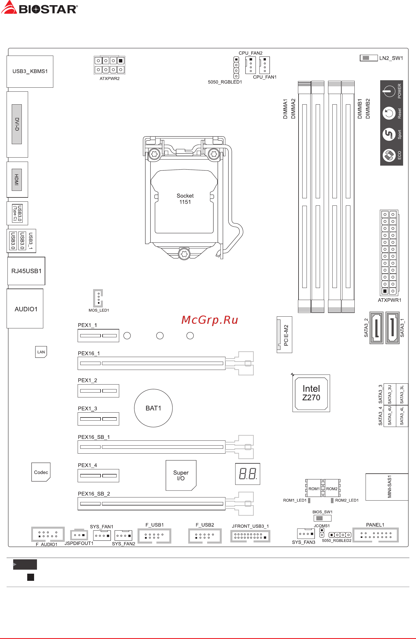 Biostar Z270GT6 Версия 5.x [6/83] Motherboard layout