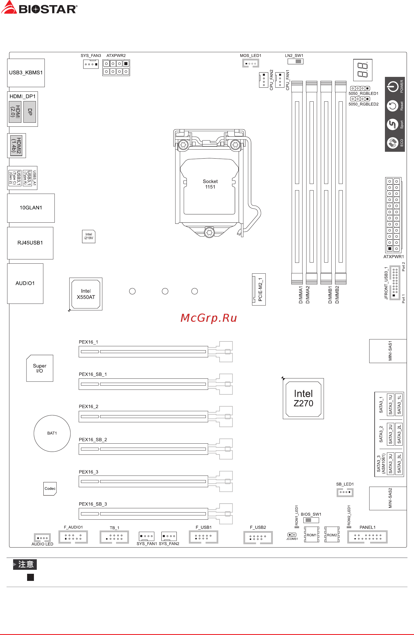 Biostar Z270GT9 Версия 5.x [52/88] 5 主板布局图