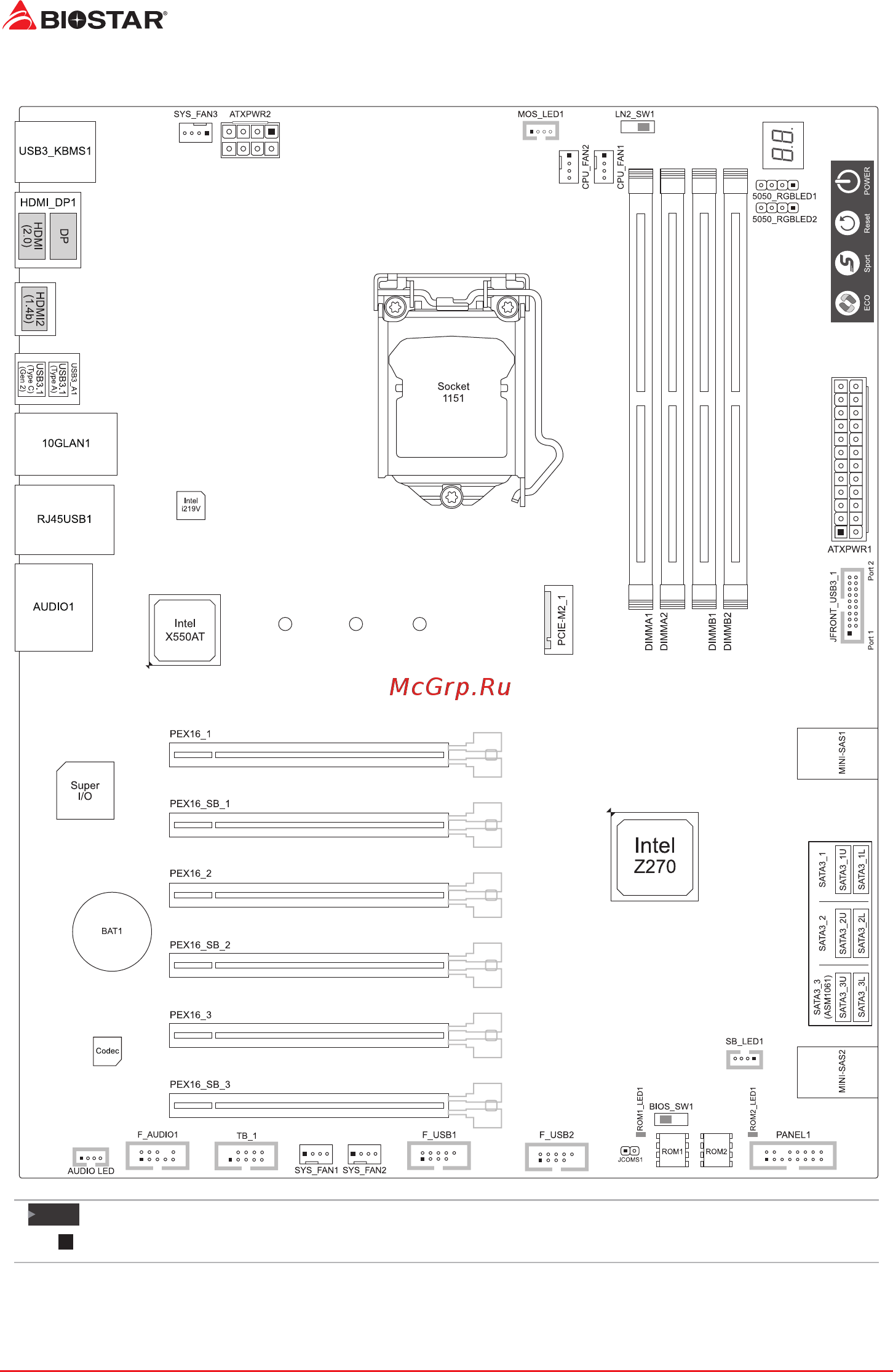 Biostar Z270GT9 Версия 5.x [6/88] Motherboard layout