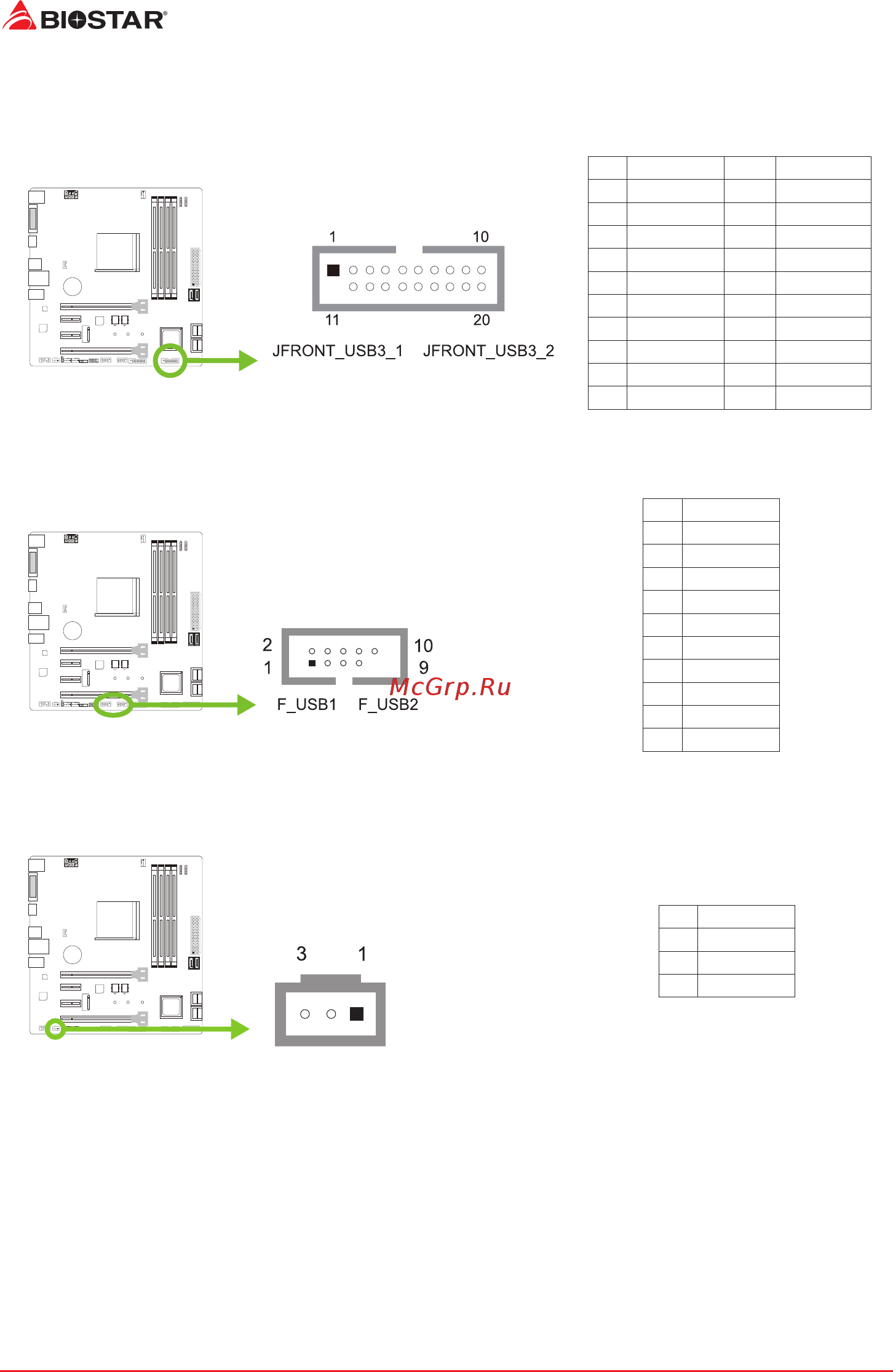 Biostar B350GT3 Версия 6.1 [54/72] F_usb1 2 前置面板usb 2 0接头