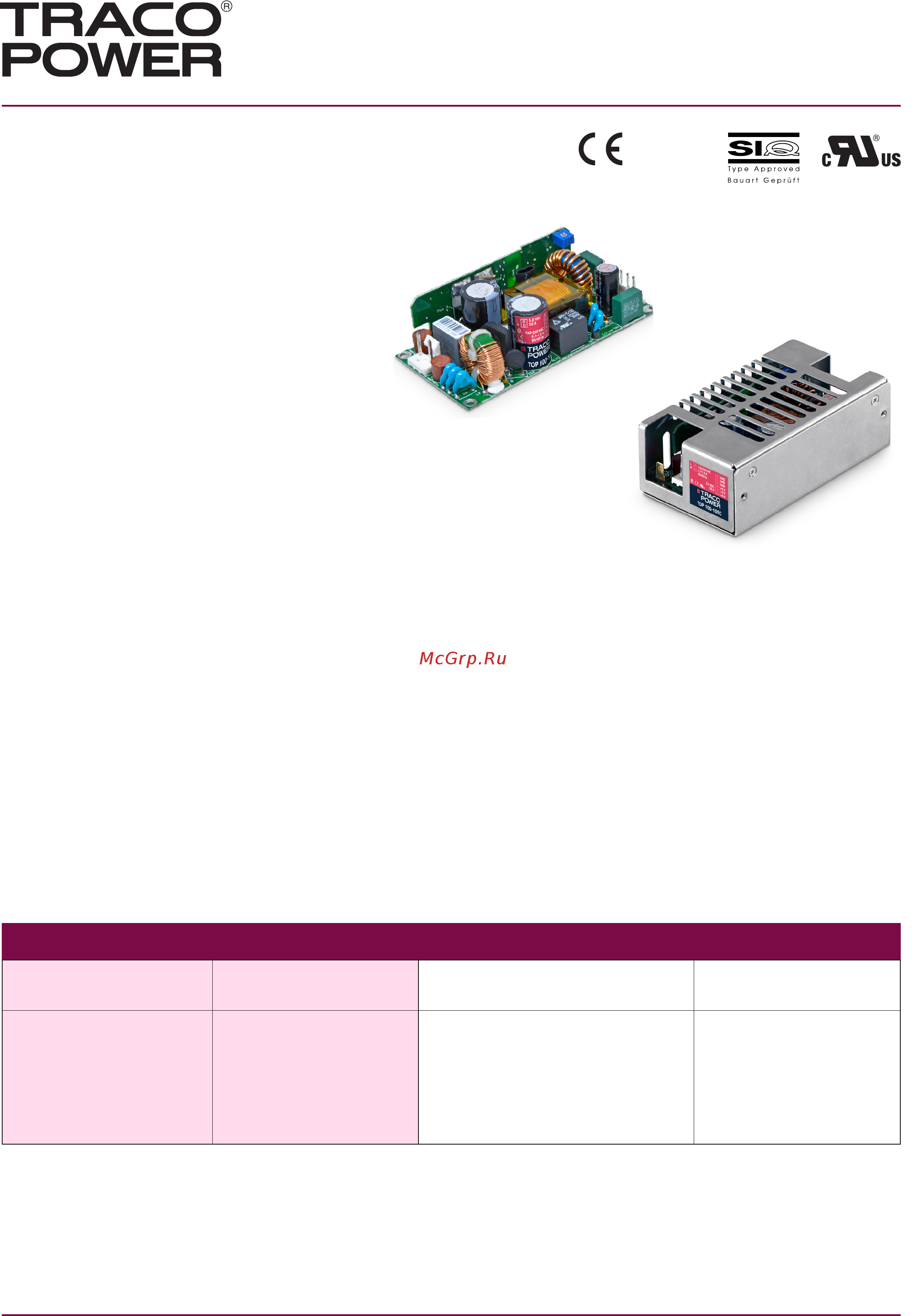 TRACO POWER TOP100-148C Datasheet онлайн