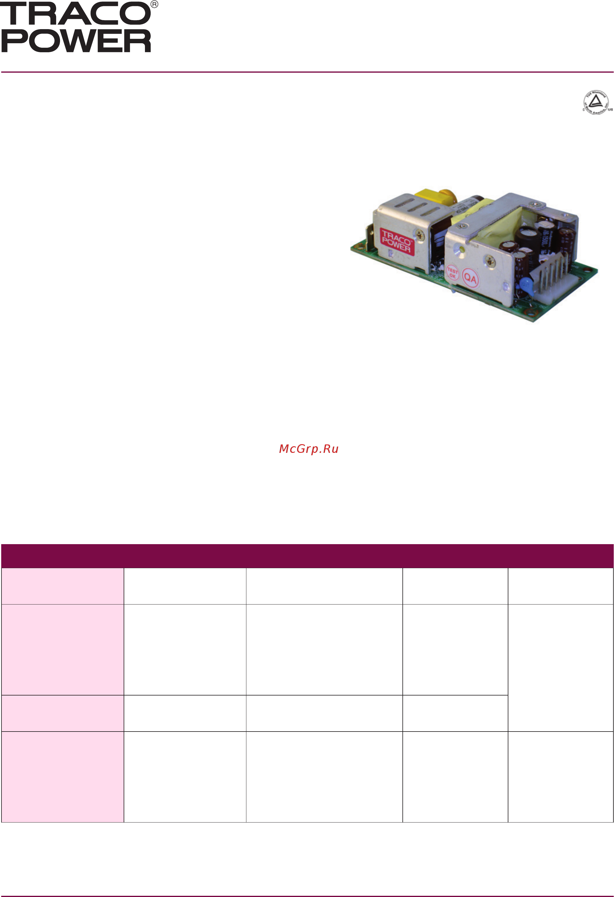TRACO POWER TOP60105 Datasheet онлайн