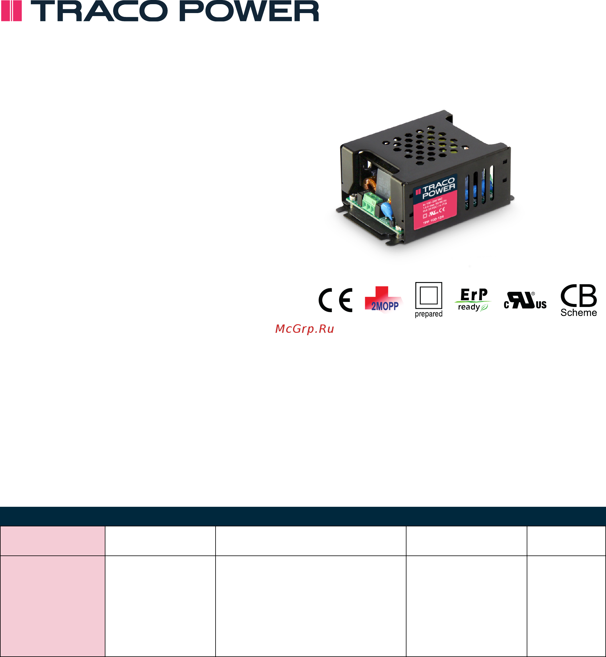 TRACO POWER TPP 100-136 Datasheet онлайн