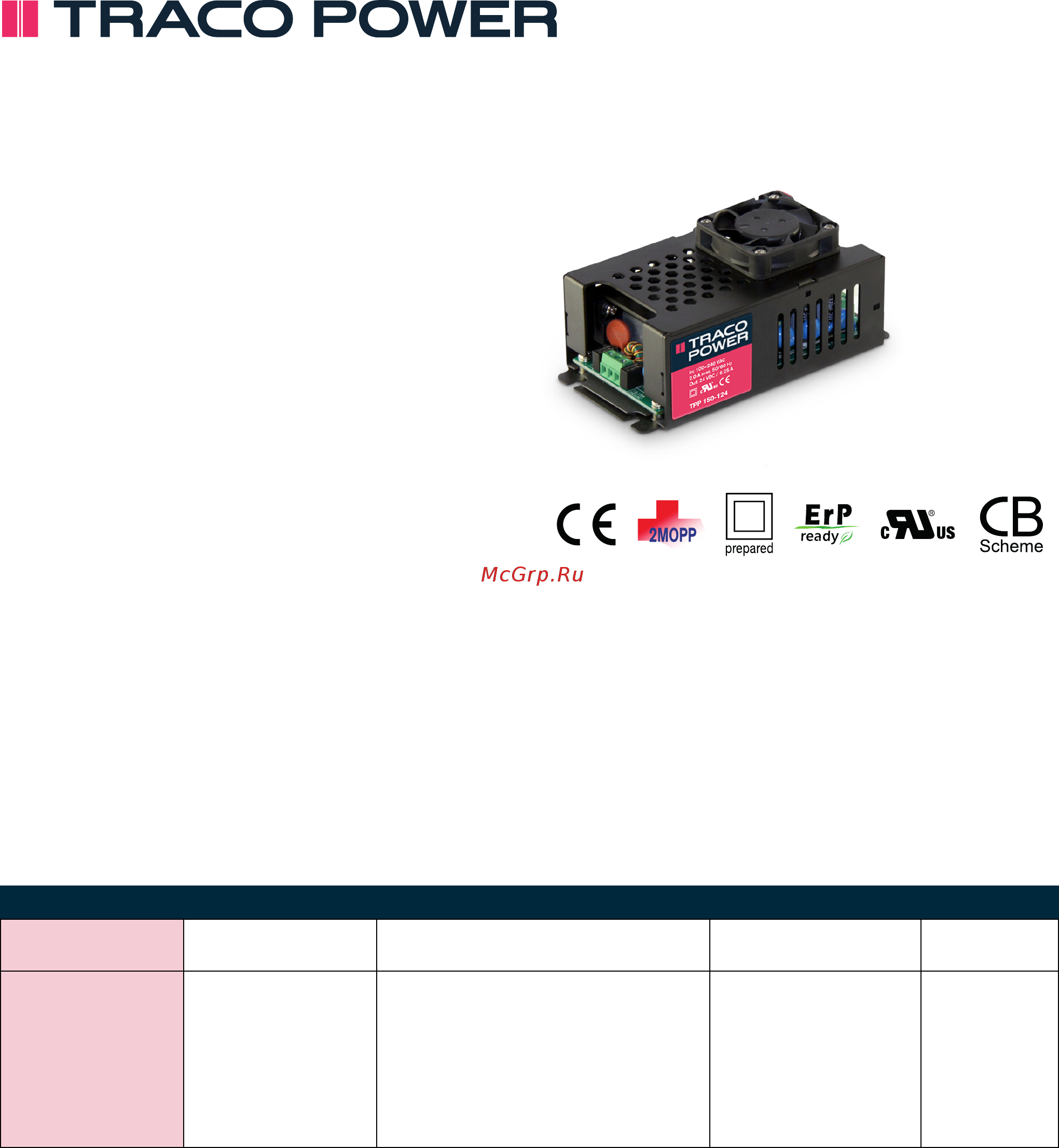 TRACO POWER TPP 150-112A-J Datasheet онлайн