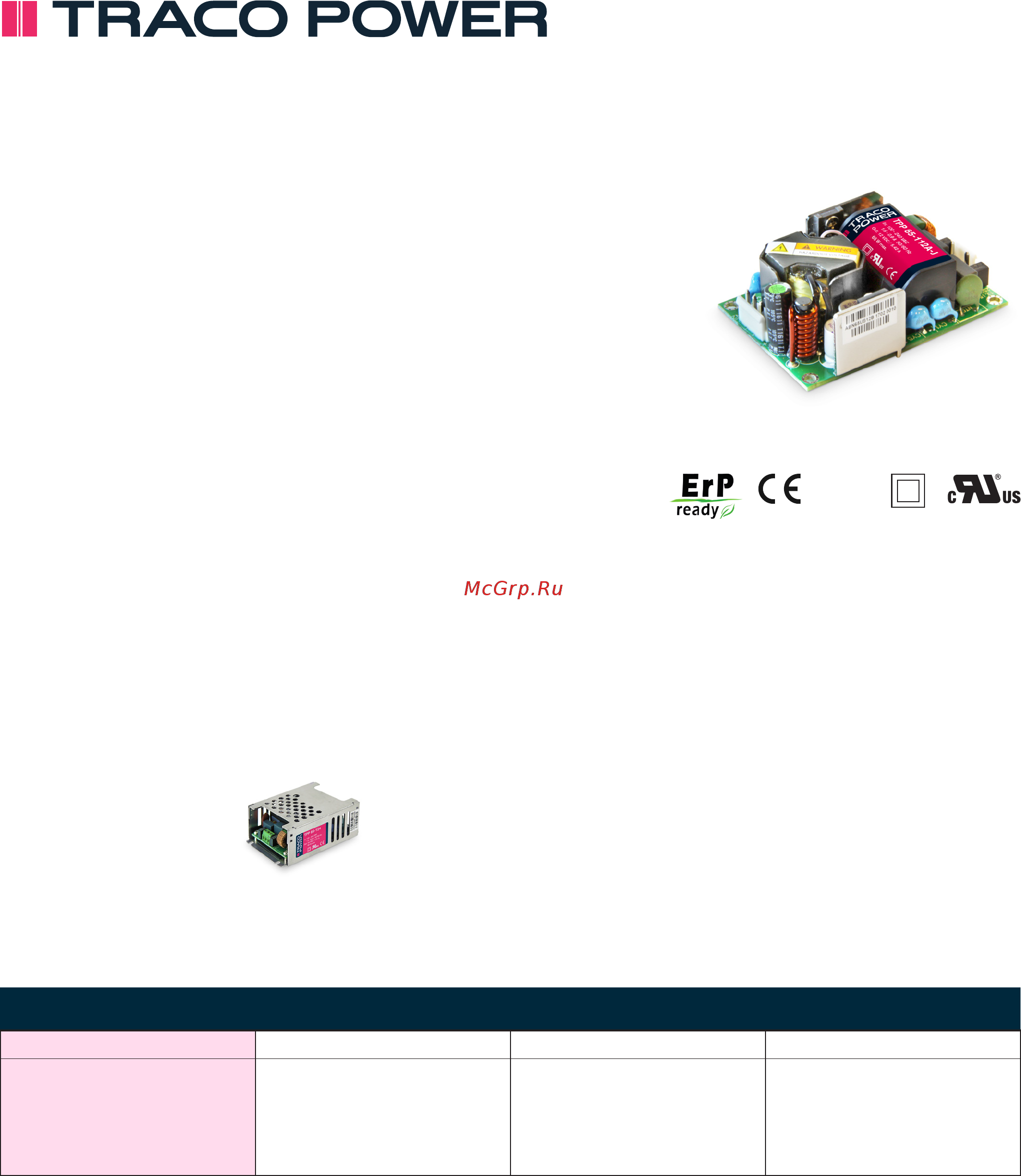 TRACO POWER TPP 65-124A-J Datasheet онлайн