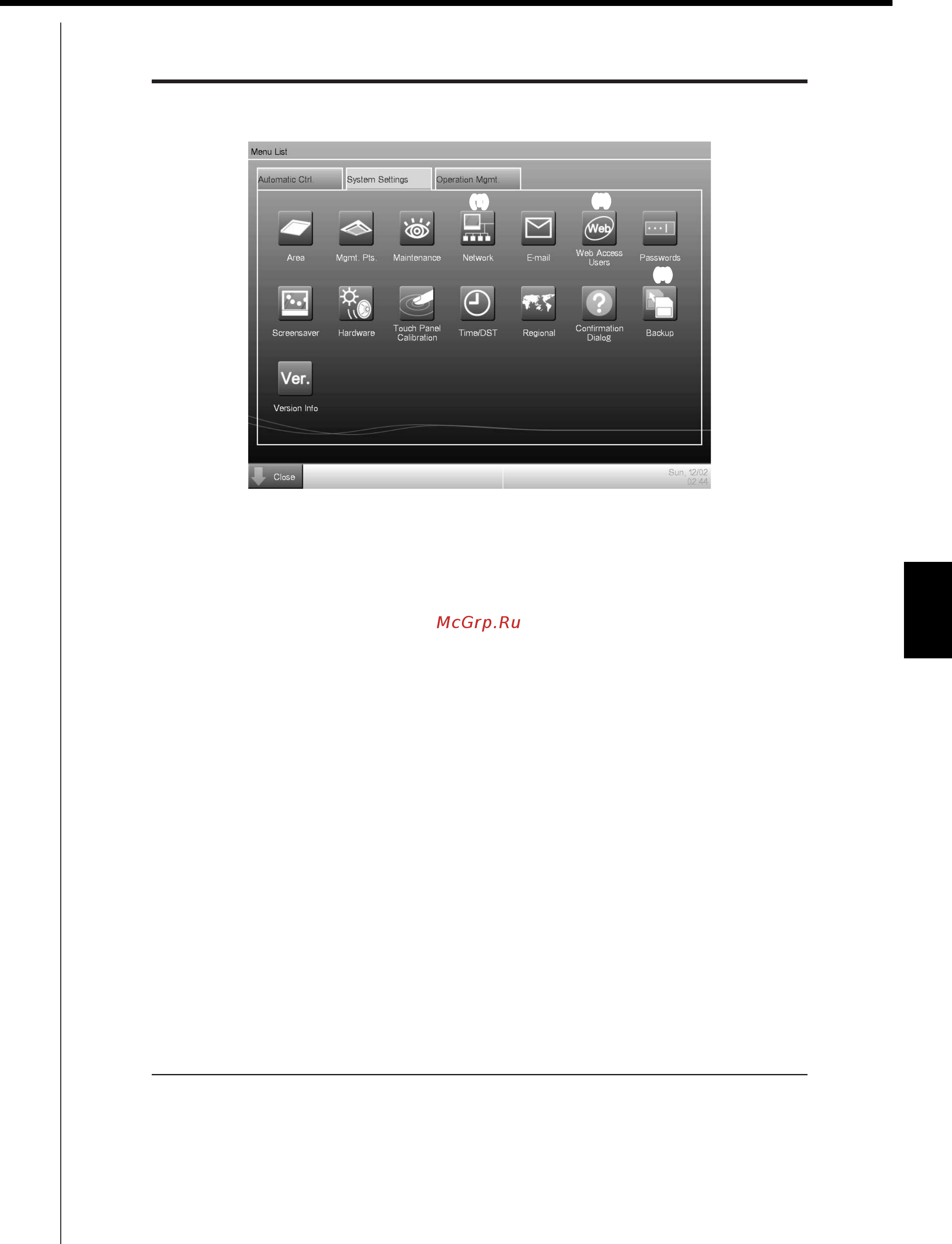 Daikin RQYP785A [221/405] 3 system settings tab