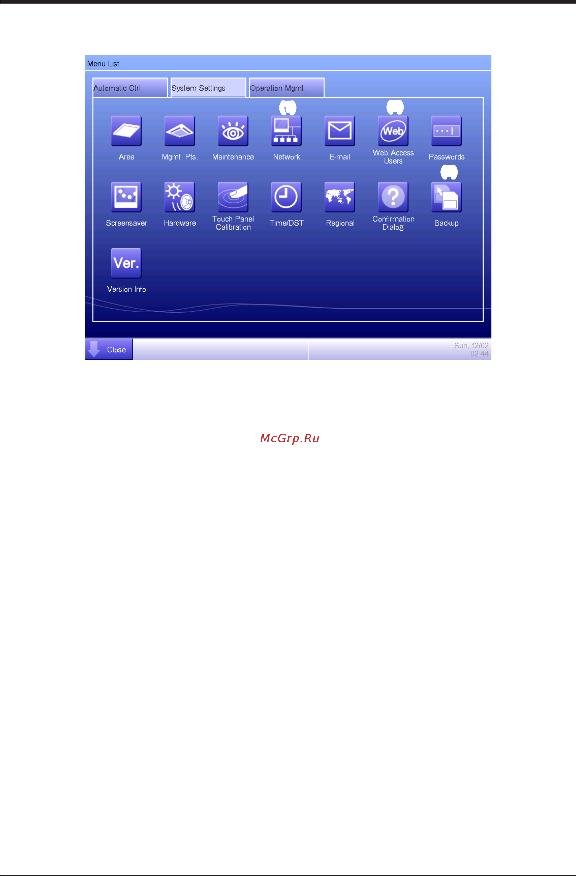 Daikin REYQ8MY1B [13/125] 3 system settings tab