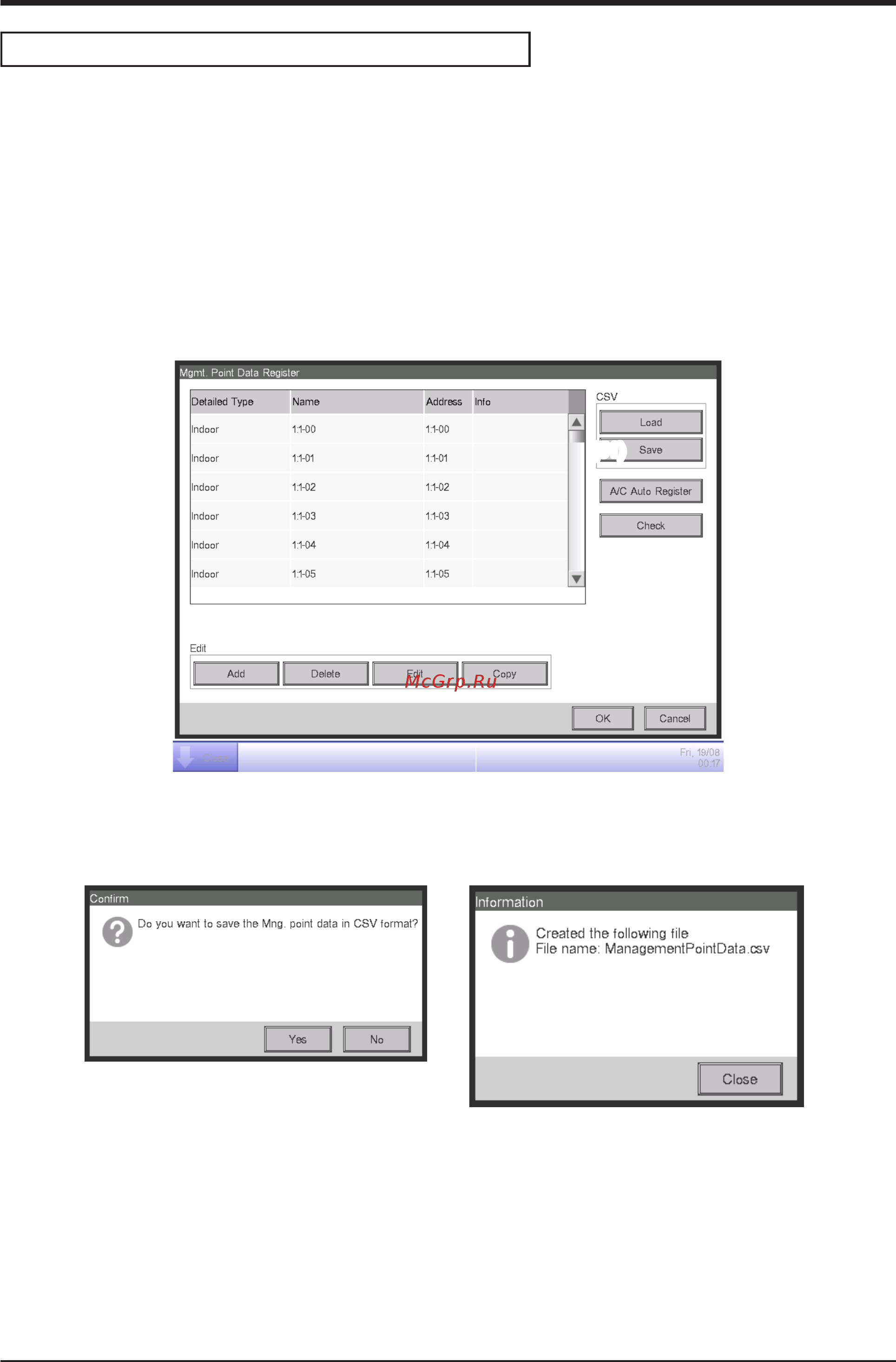 Daikin RXYQ14PAYL [34/125] Registering management points using a csv file