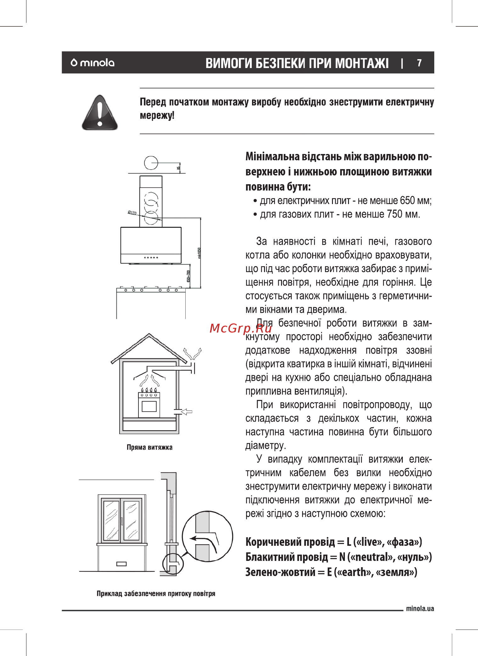 Minola HDN 6232 BL/INOX 700 LED [7/28] Блакитний провід n neutral нуль