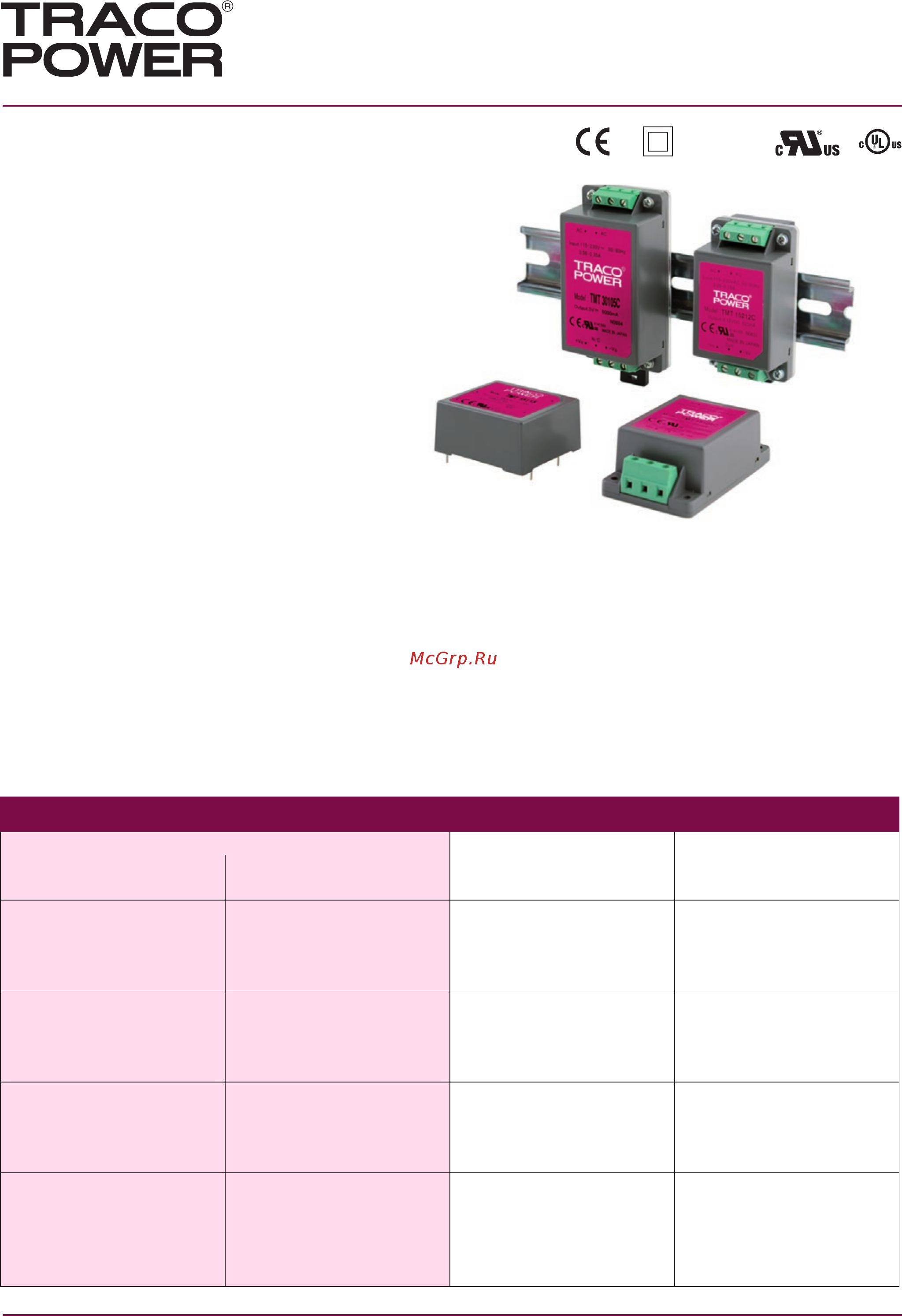 TRACO POWER TMT 15112C Datasheet онлайн