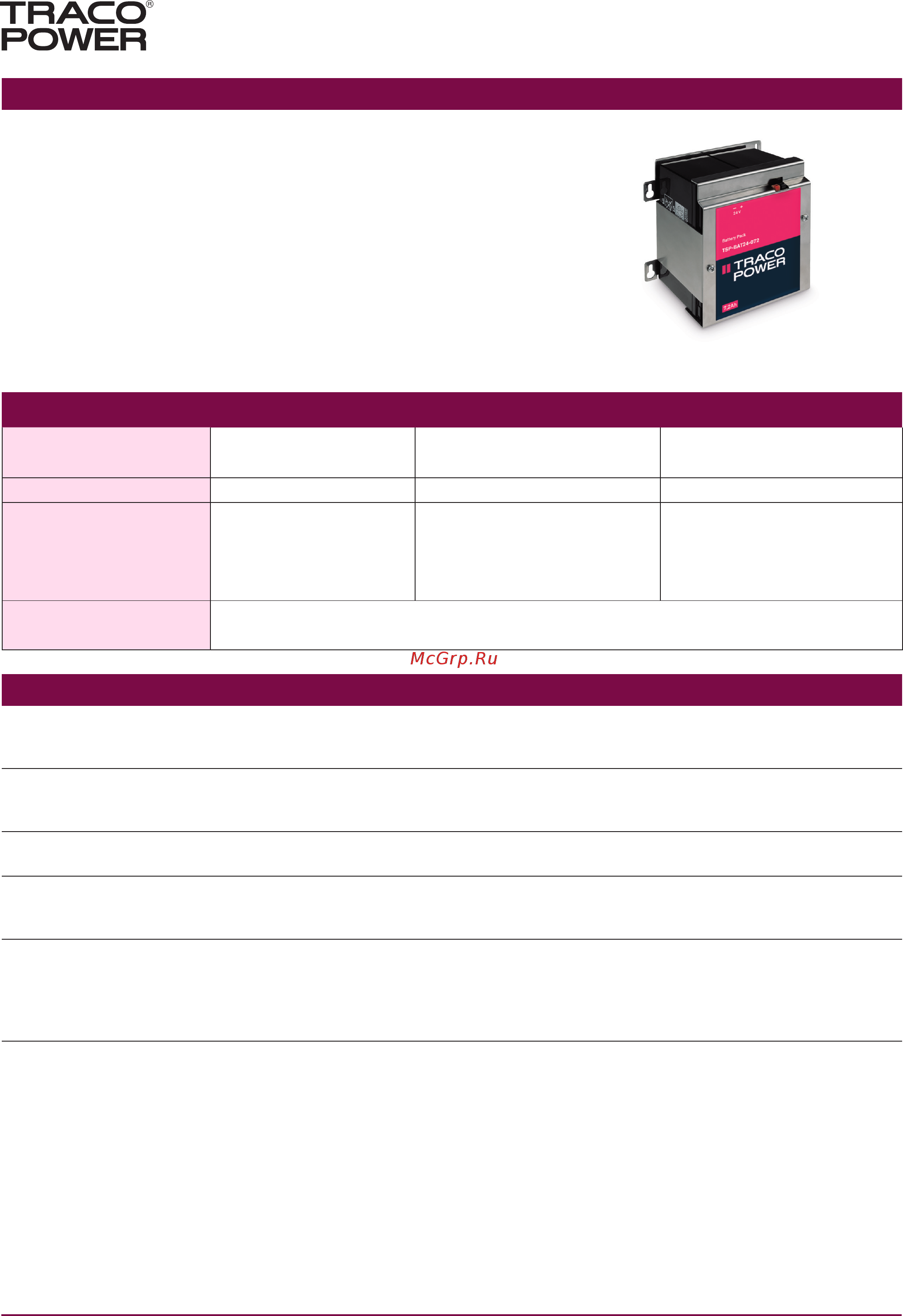 TRACO POWER TSP–BCM12 [5/6] Models