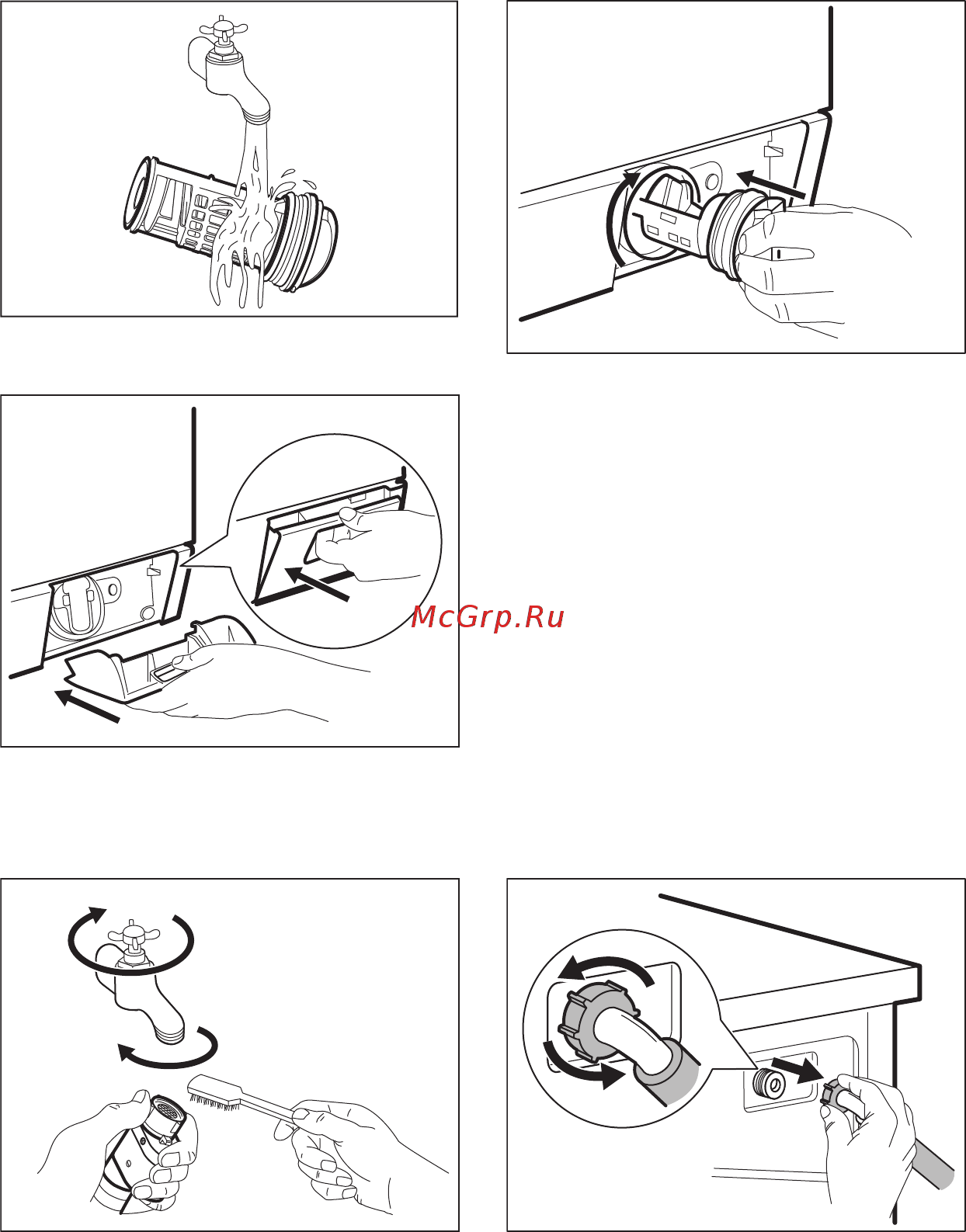 Electrolux EWW 51486 HW [30/40] Очистка наливного шланга и фильтра клапана