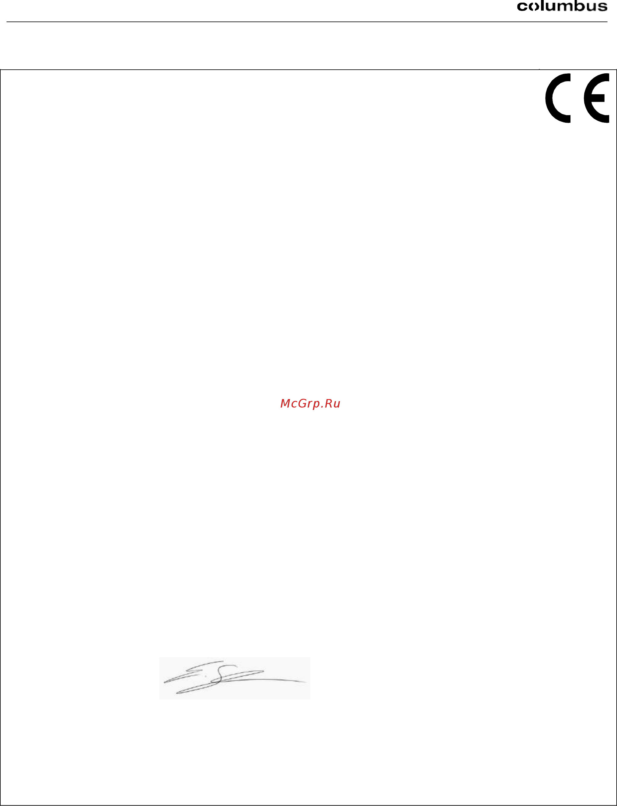 Columbus RA 55 BM 40iL [25/26] Declaration of conformity