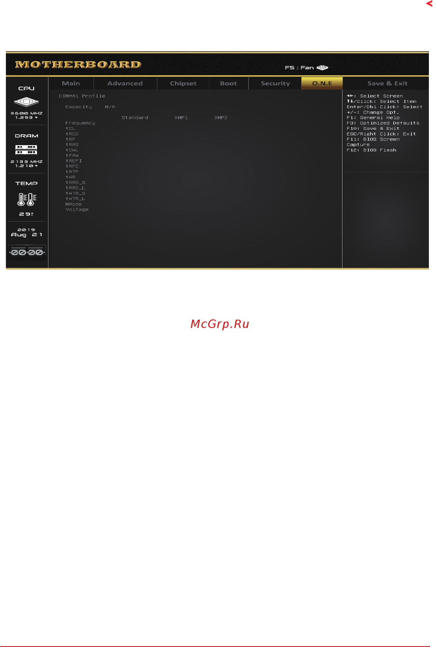 Biostar X470NH Версия 6.X [31/32] Dimm profile
