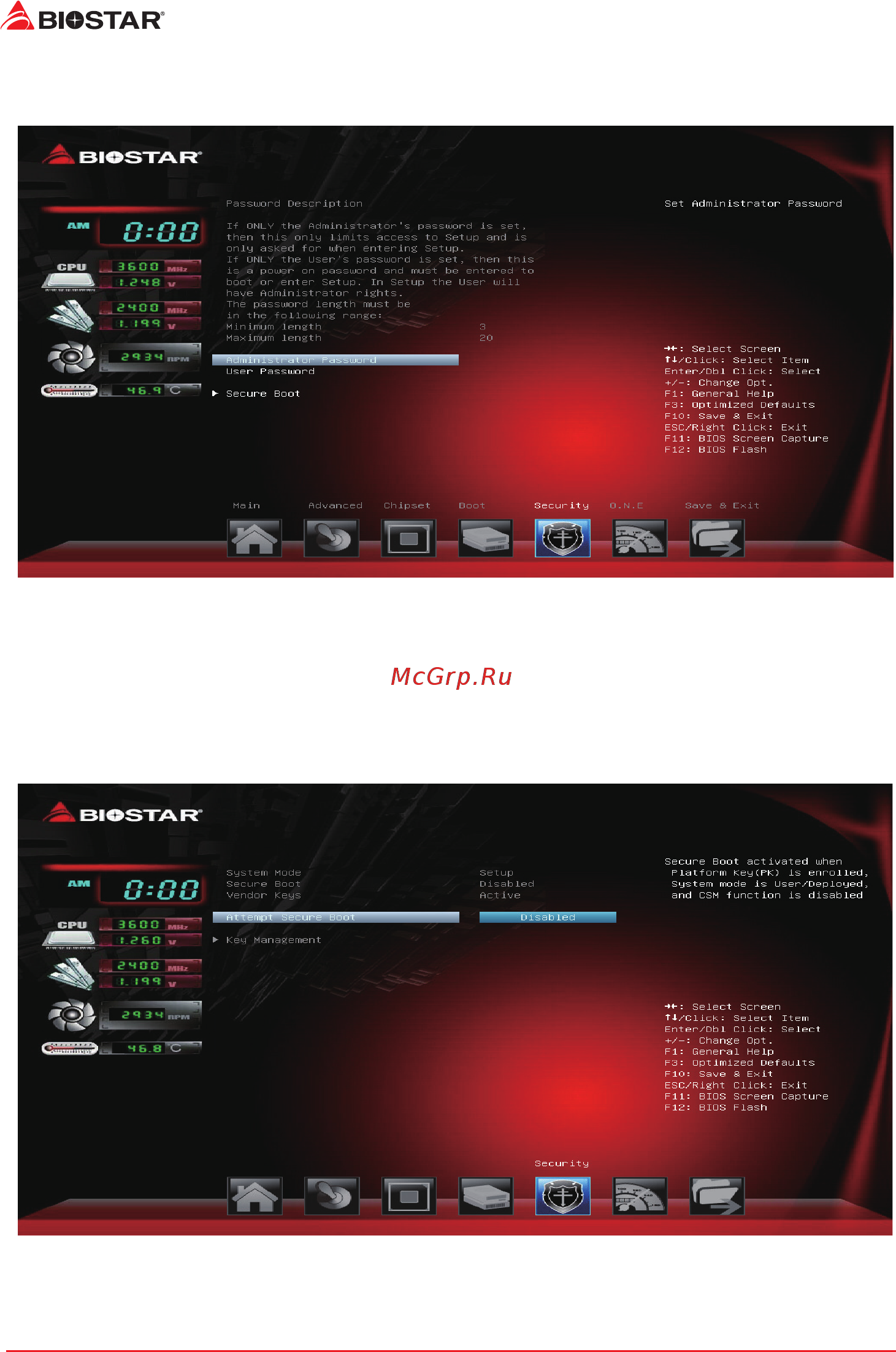 Biostar TA320-BTC Версия 6.x [34/39] Security menu