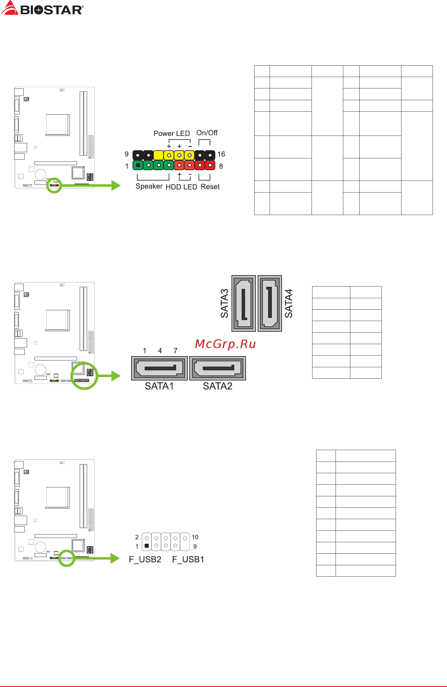 Biostar A68MDE Версия 7.x [46/59] F_usb1 2 前置面板usb 2 0接头