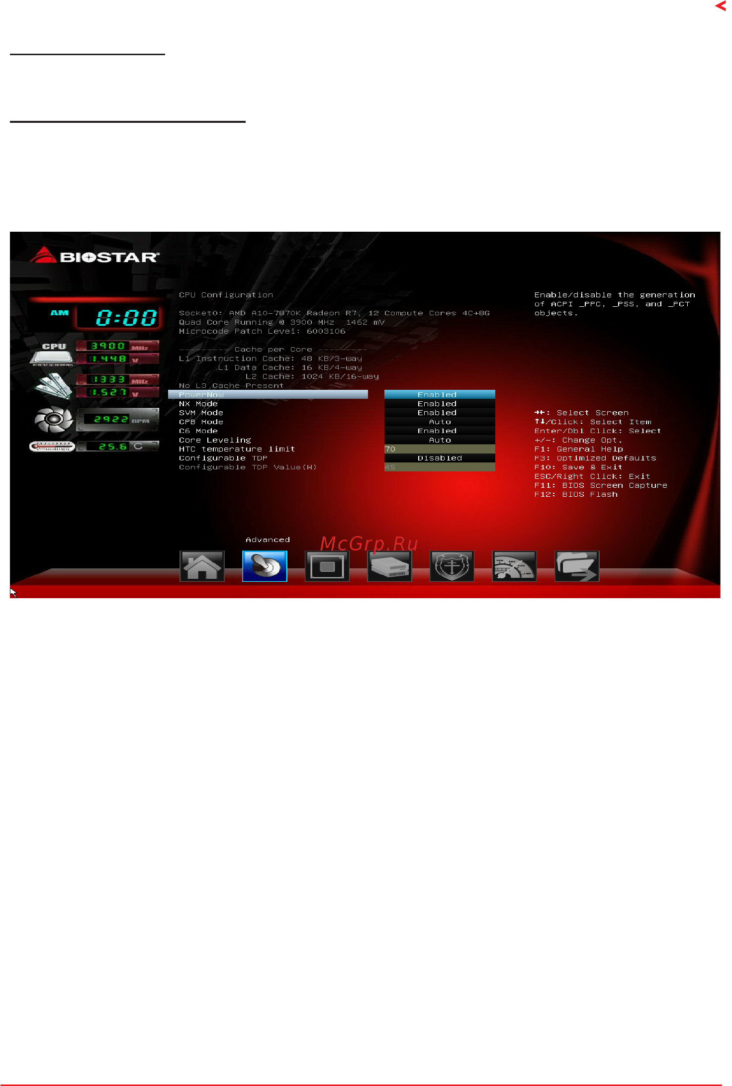 Biostar A70MD PRO Версия 6.x [11/33] Cpu configuration