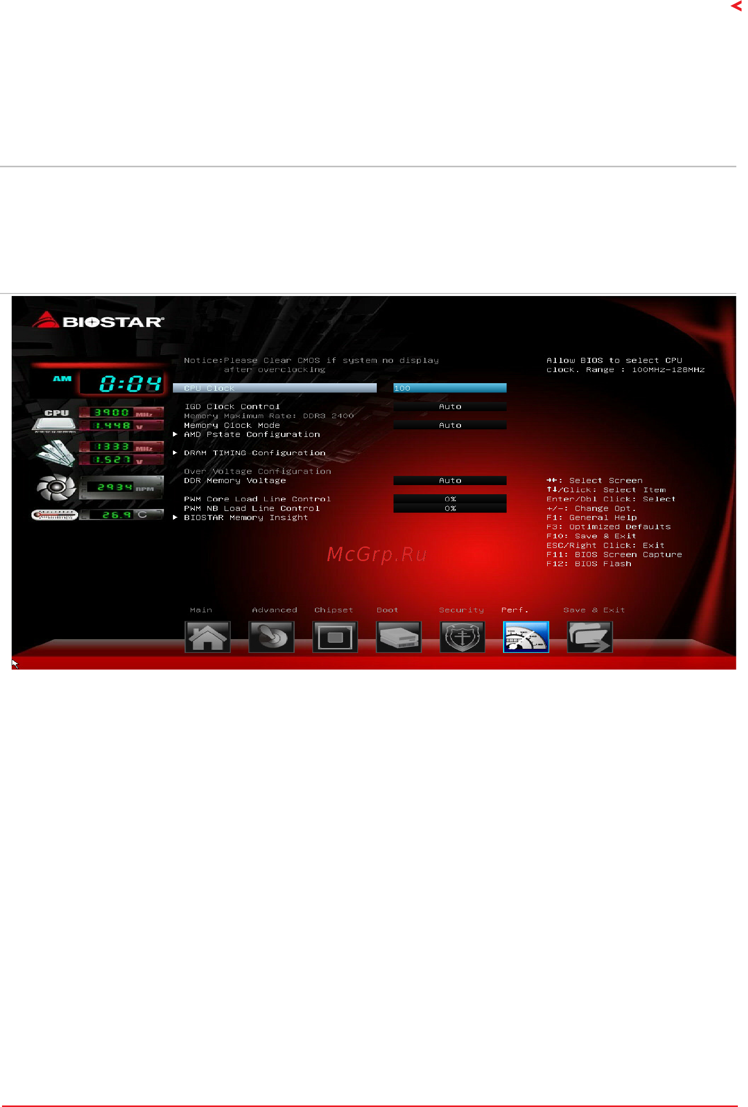 Biostar A70MD PRO Версия 6.x [29/33] Cpu clock