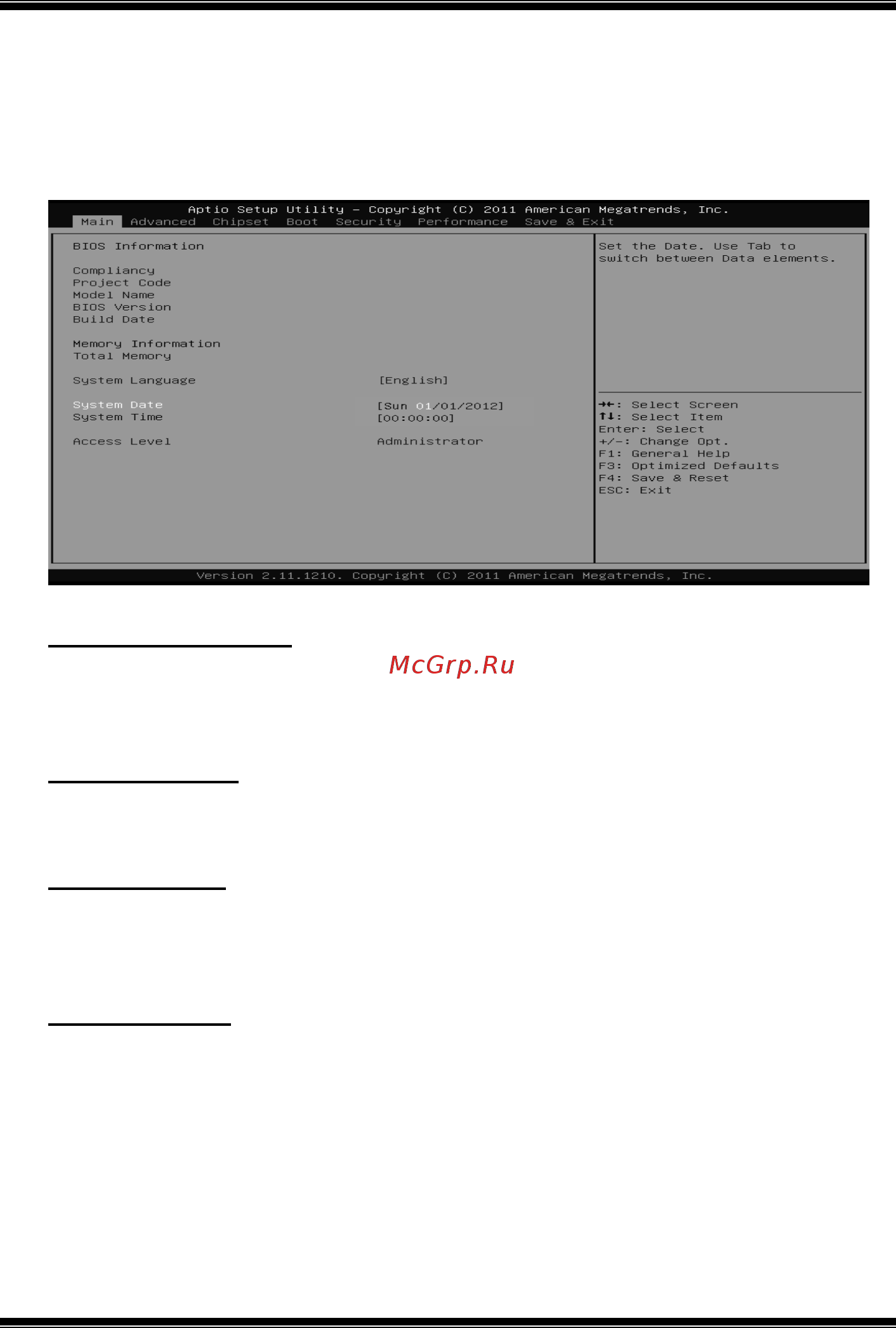 Biostar A55MGC Версия 7.x [4/33] Main menu