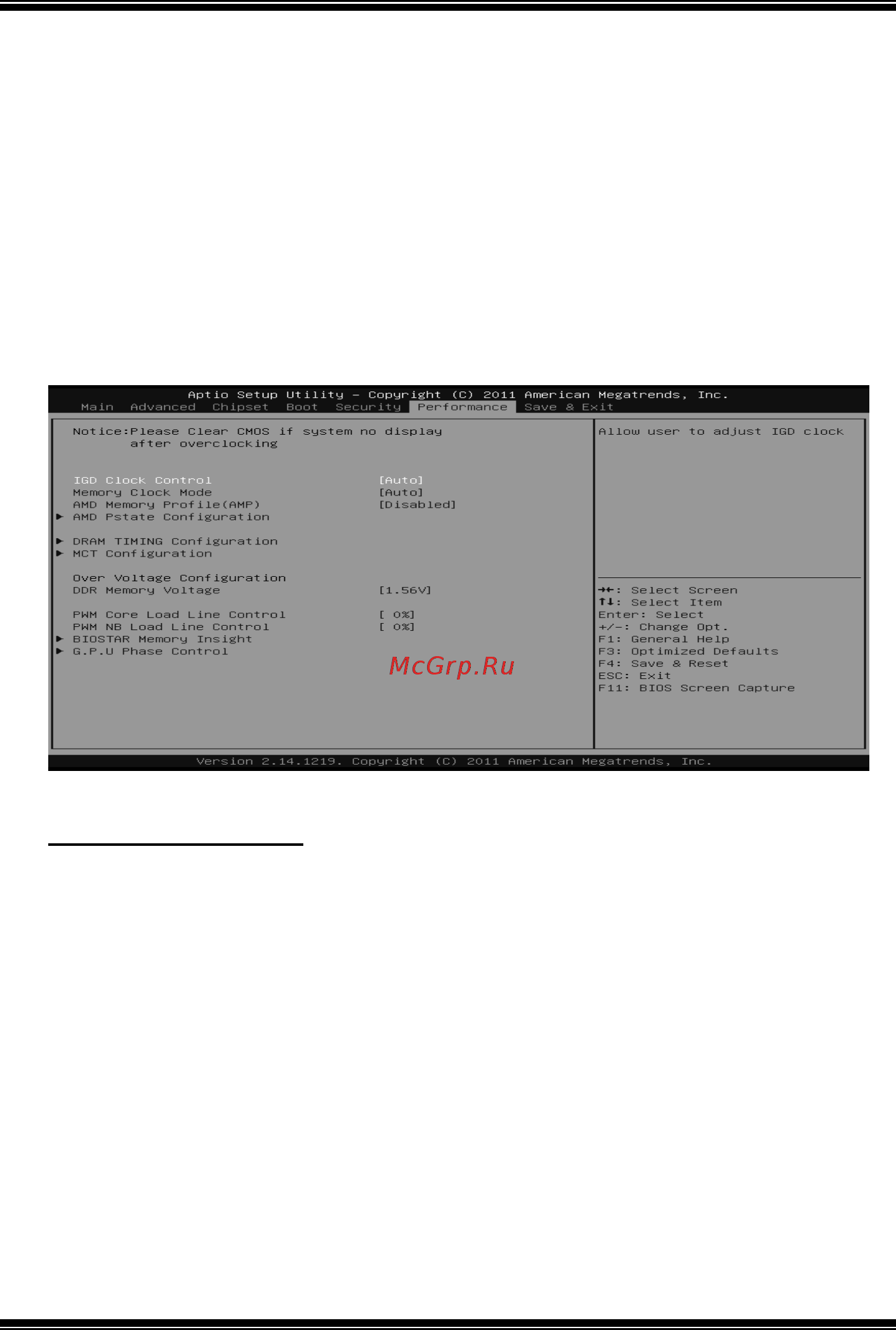 Biostar A55MD2 Версия 7.0 [25/31] Performance menu