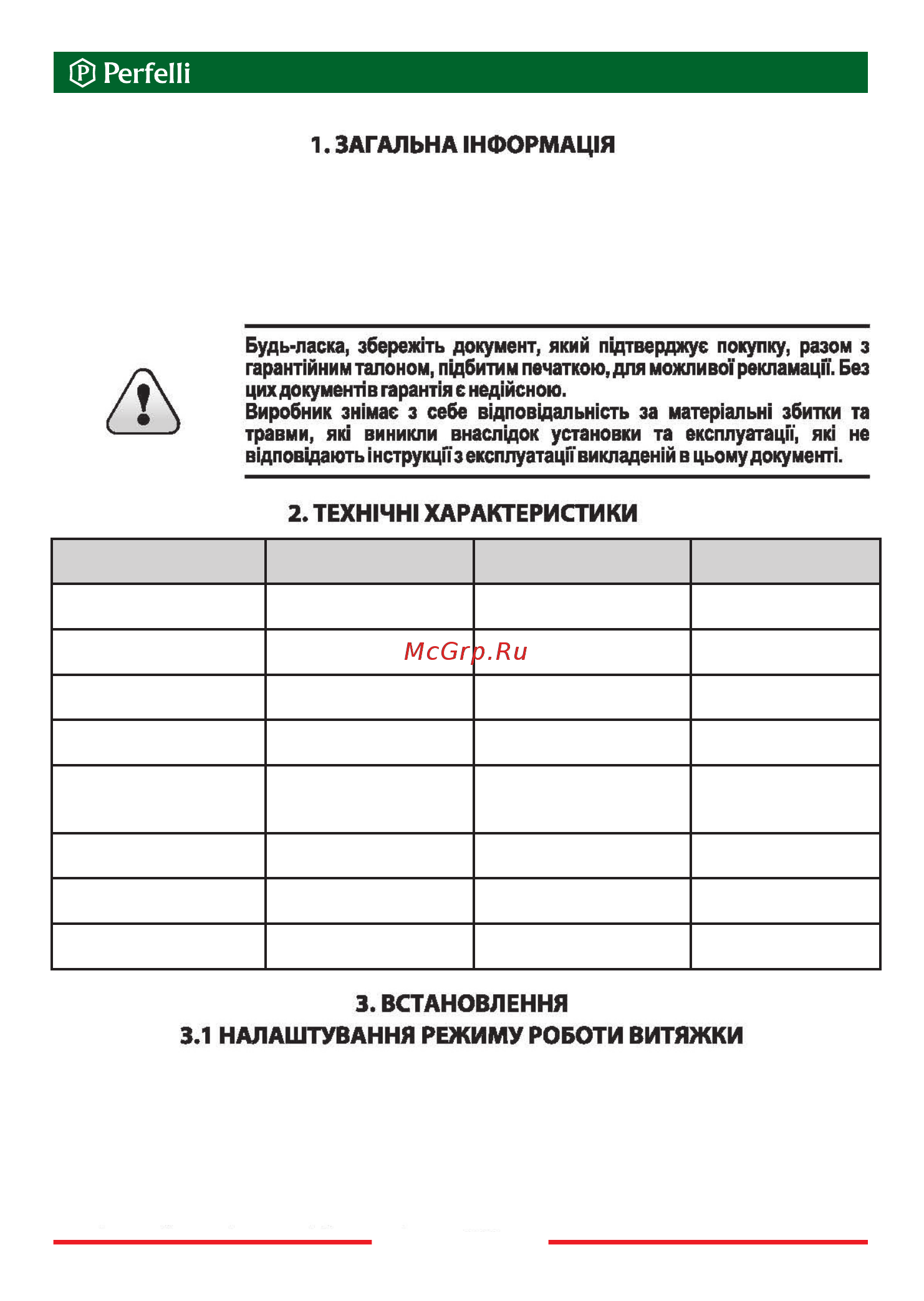 Perfelli TL 6812 C S/I 1200 LED [3/32] Технічні дані
