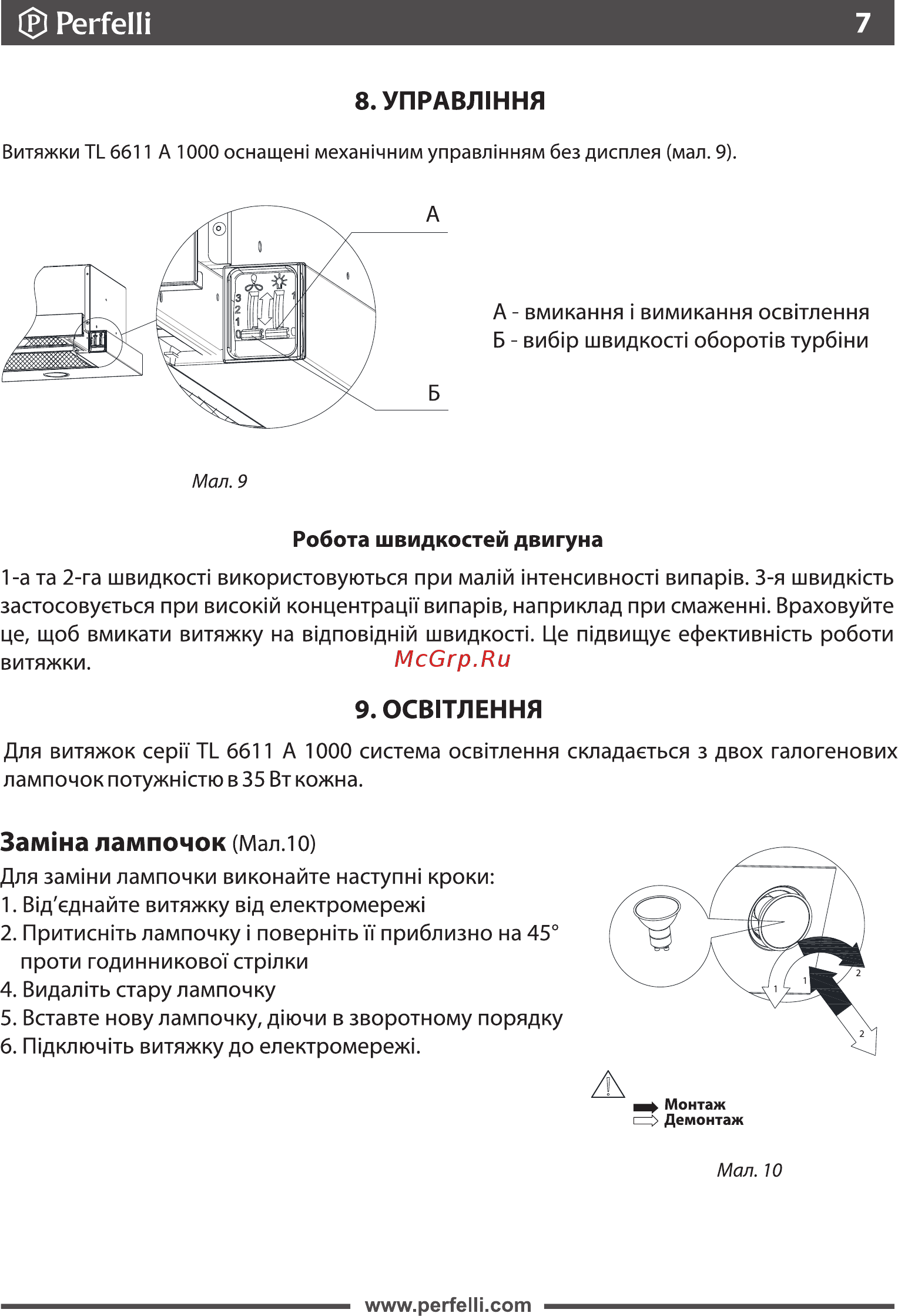 Perfelli TL 6611 A 1000 IV [7/19] Страница 7