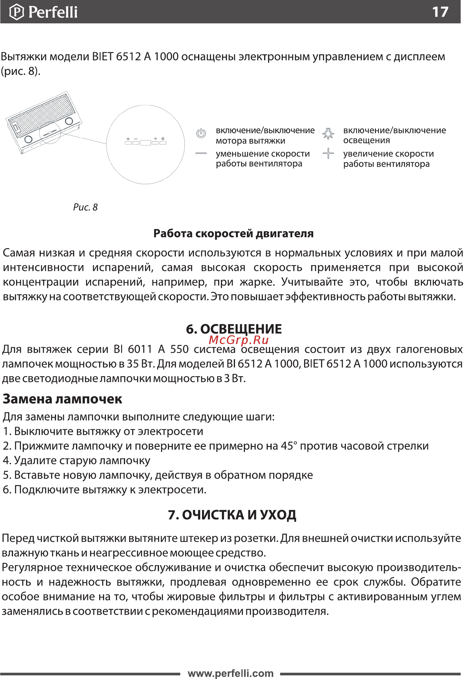 Perfelli BIET 6512 A 1000 I LED [17/28] Очистка и уход