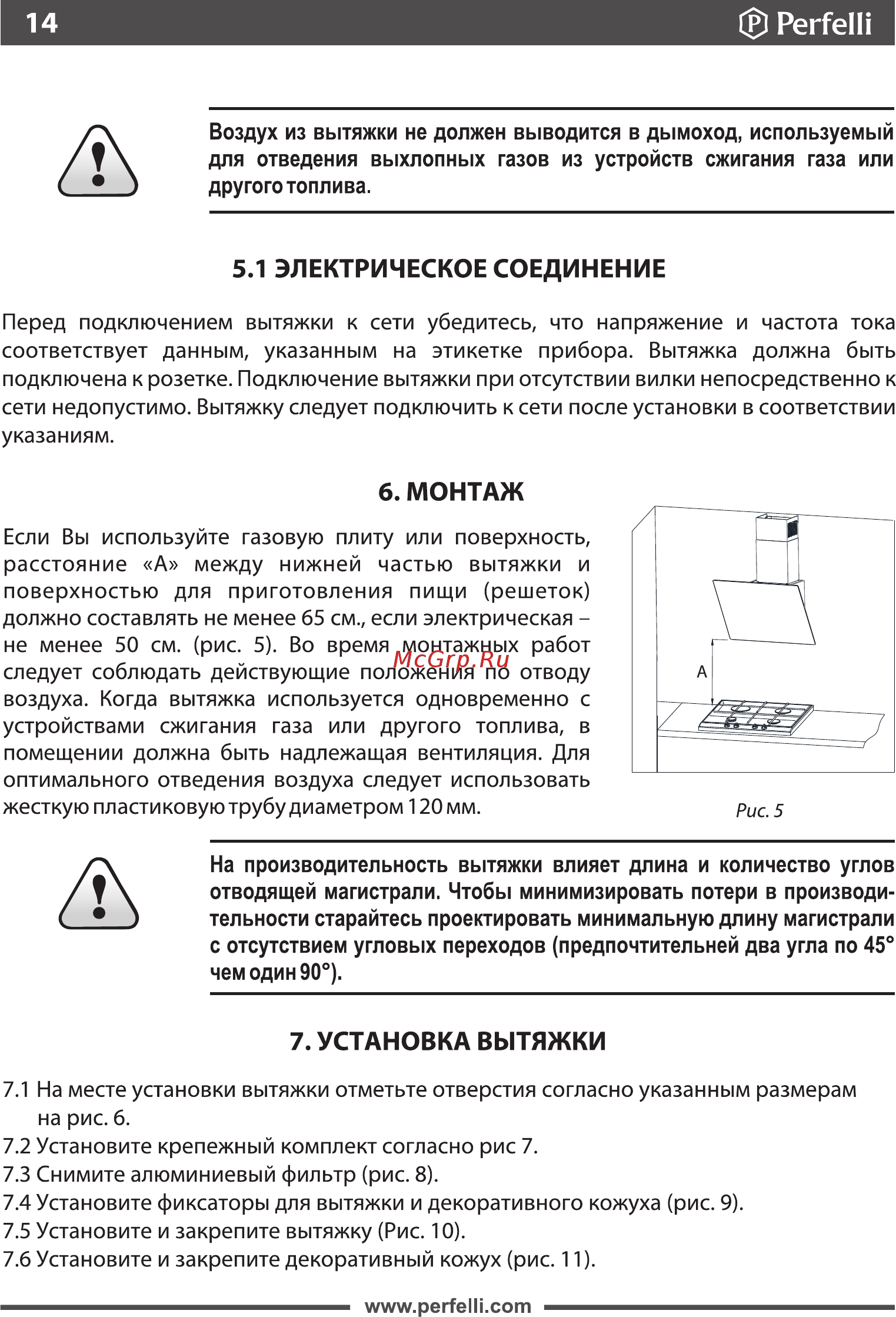 Perfelli DN 6642 A 1000 BL LED [14/19] Электрическое соединение