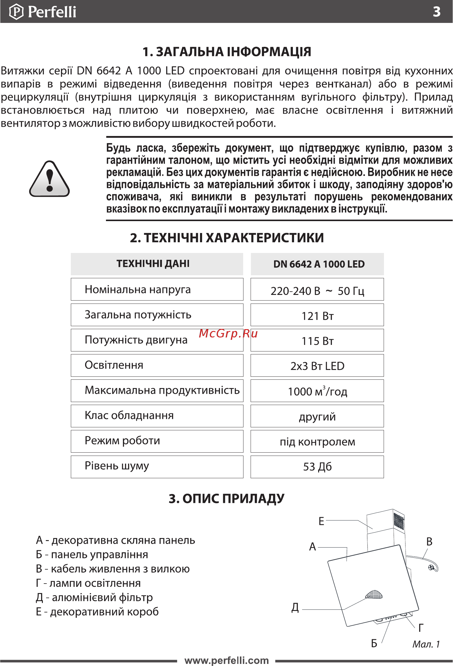 Perfelli DN 6642 A 1000 BL LED [3/19] Ф perfelli
