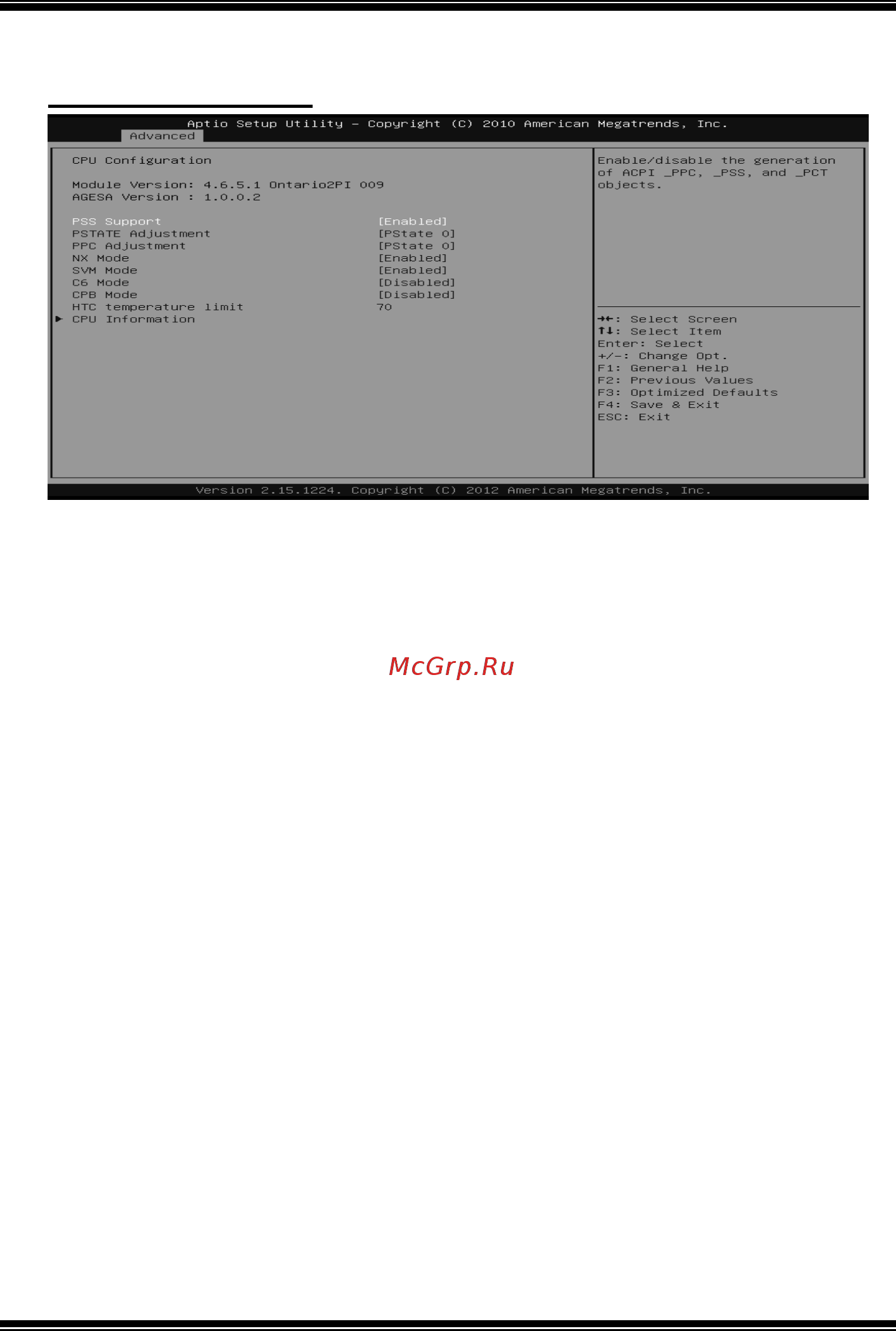 Biostar A68I-350 DELUXE Версия 6.x [9/30] Cpu configuration