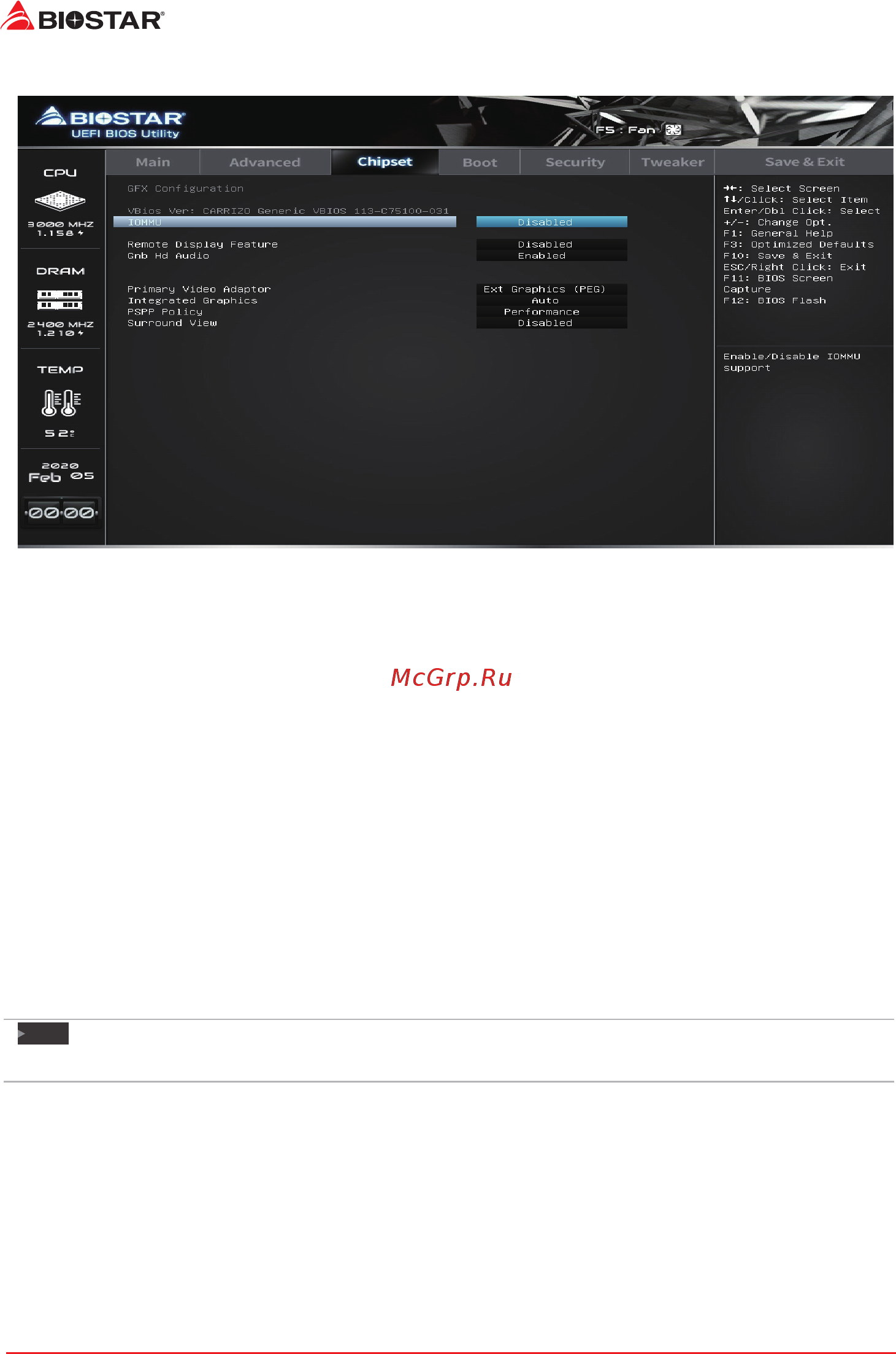 Biostar A10N-9830E Версия 6.0 [22/32] Gfx configuration