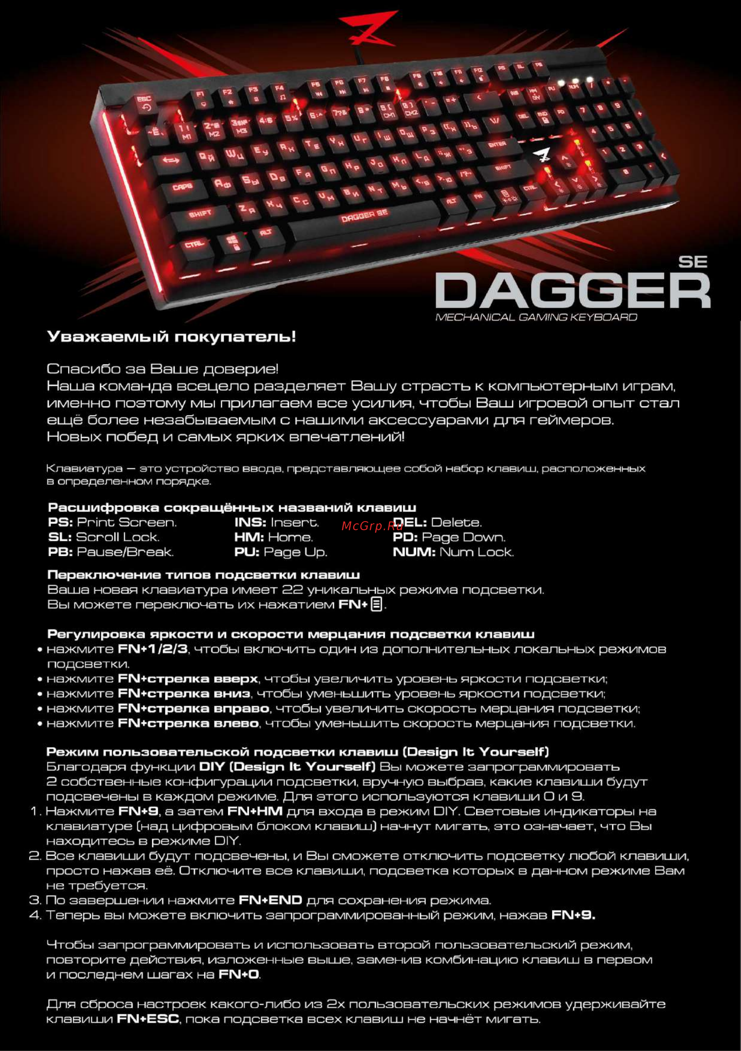 ZET Gaming Dagger Инструкция онлайн