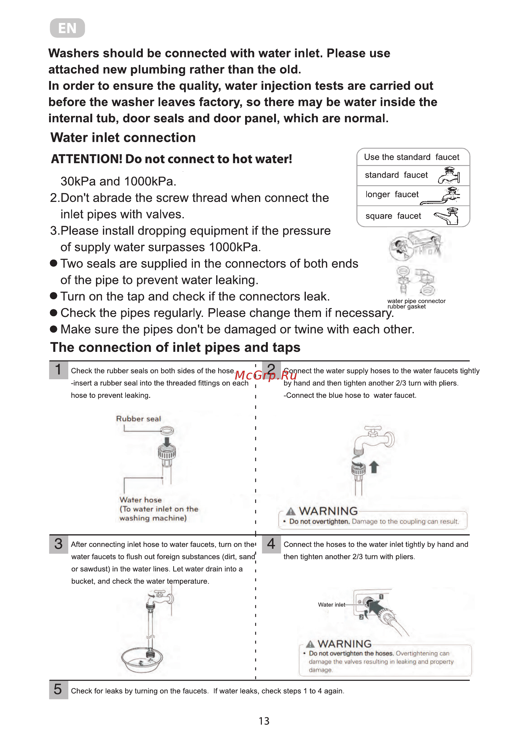 Ardesto WMS-6118W [67/92] Attention do not connect to hot water